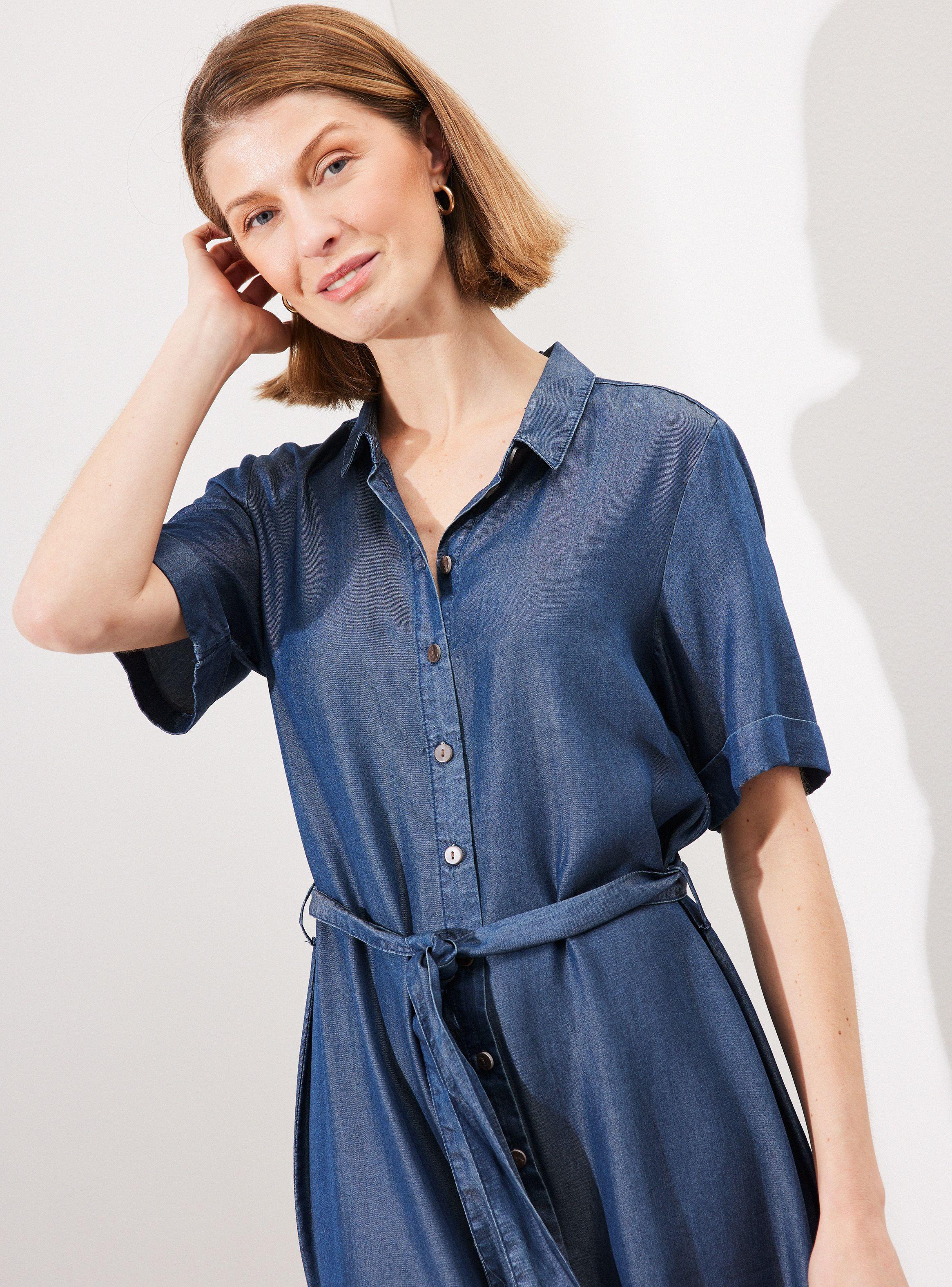 Vestido Tencel Camisero con Amarra en Cintura-2