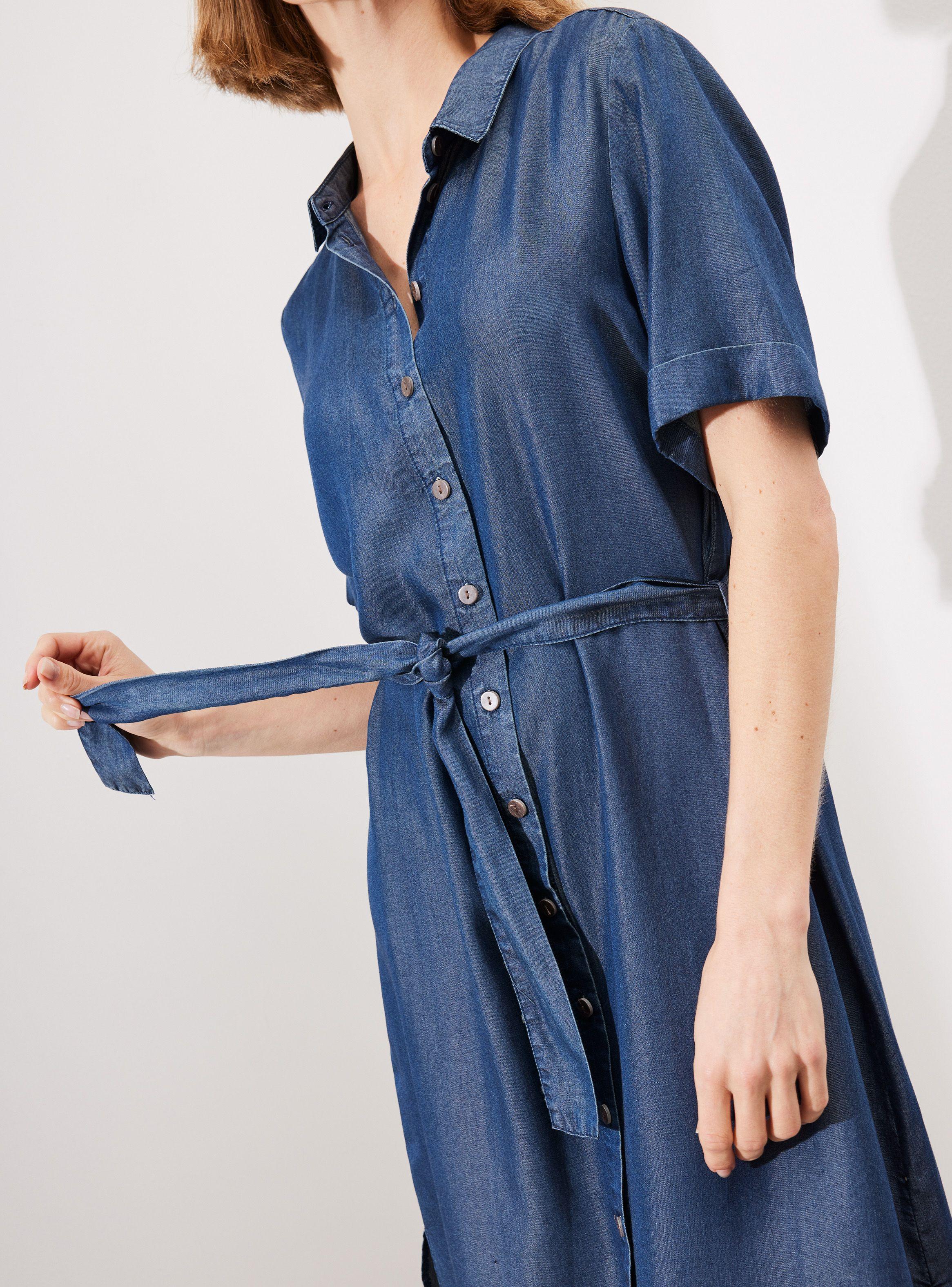 Vestido Tencel Camisero con Amarra en Cintura-3