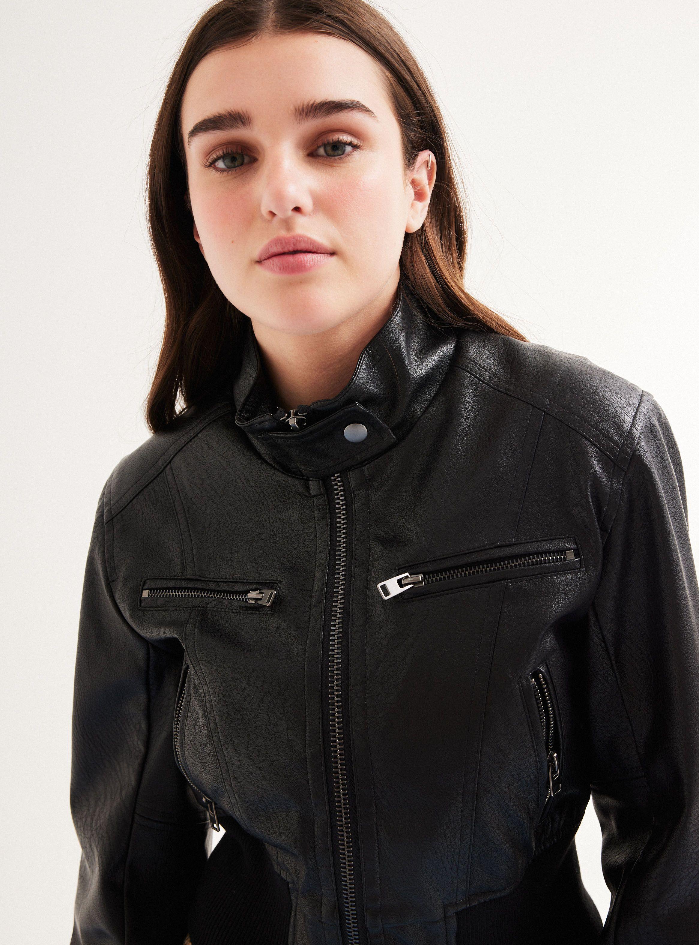 Chaqueta Biker Crop Pretina Ancha-3