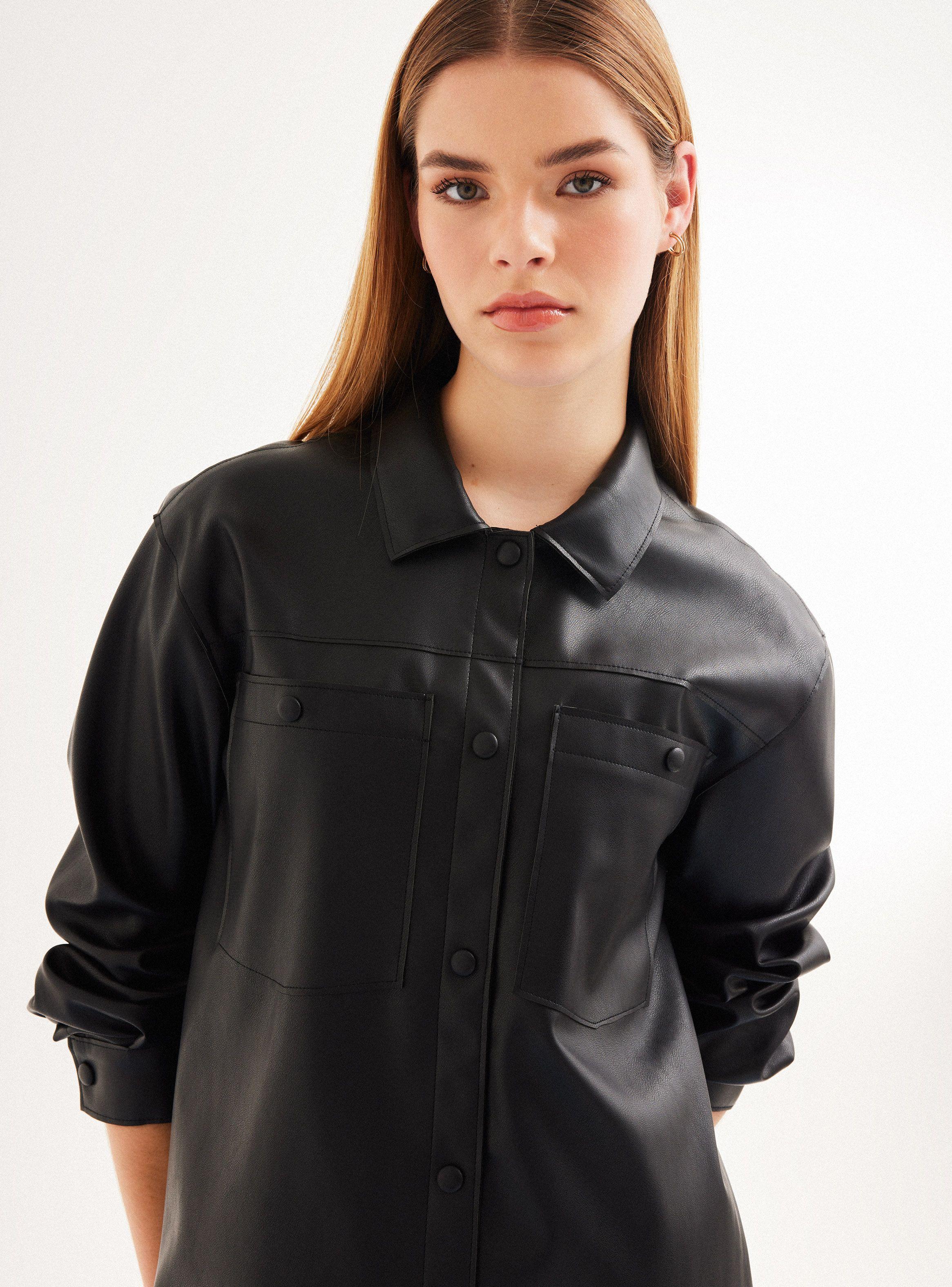 Chaqueta Sobrecamisa Efecto Piel-3