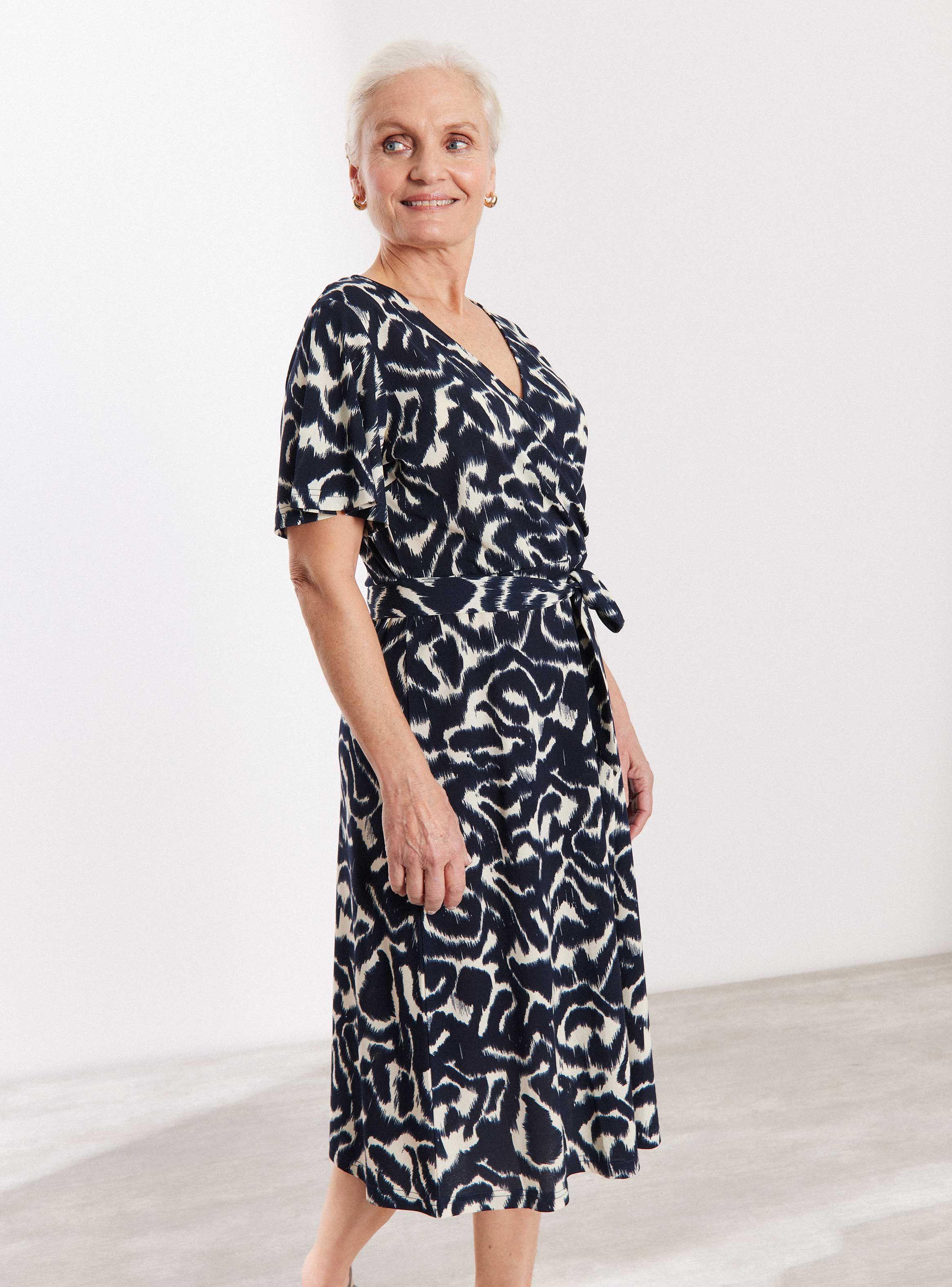 Vestido Cruzado con Cinturón Elasticado-0