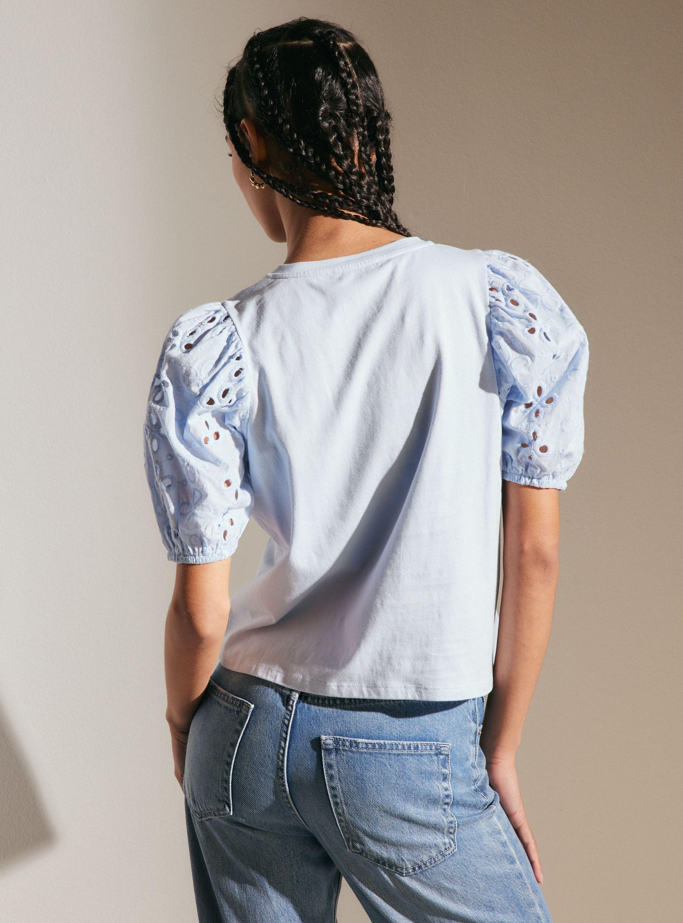 Polera Manga Abullonada Bordada-1
