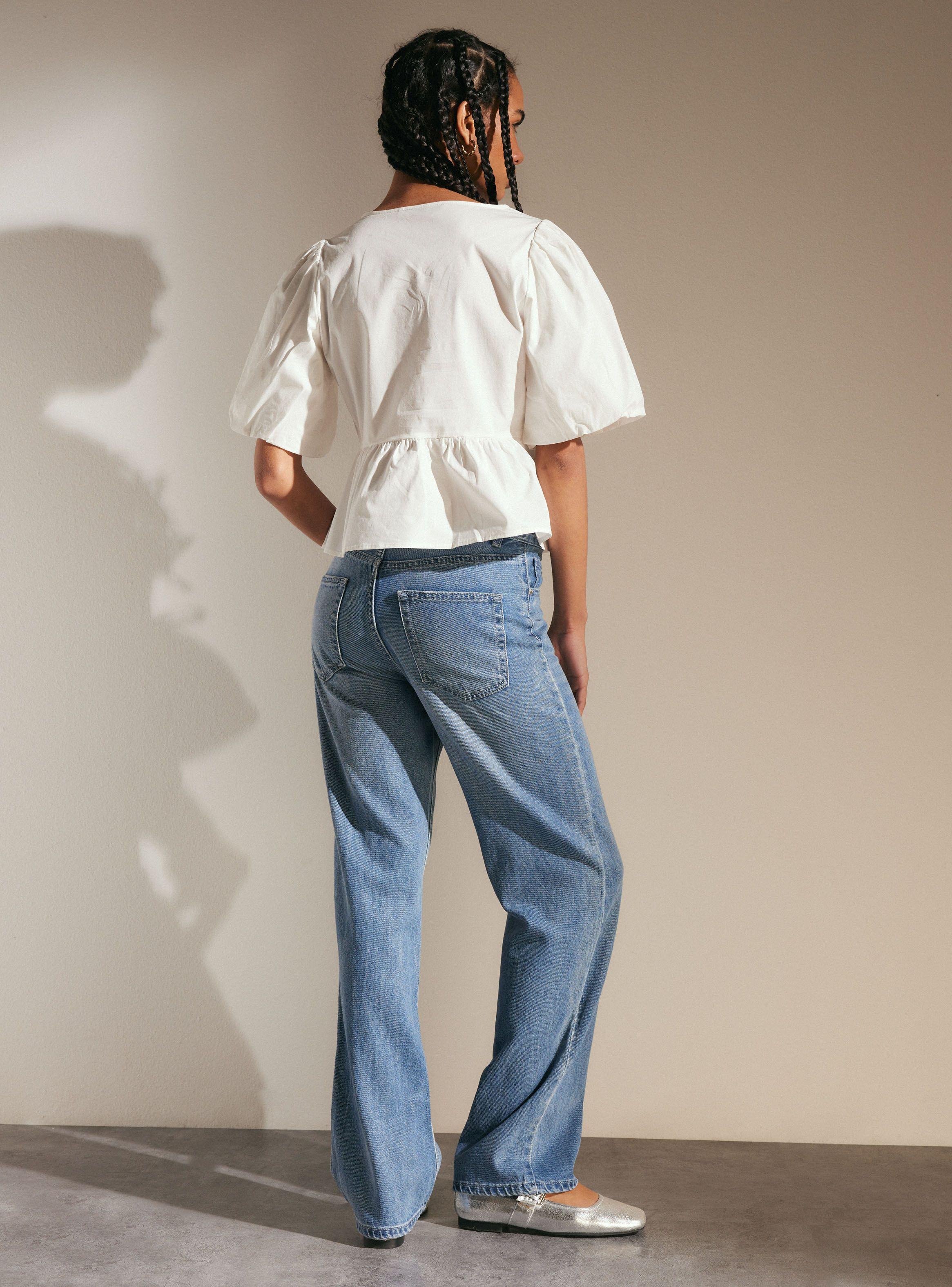 Blusa Peplum con Manga Aglobada y Lazos-5