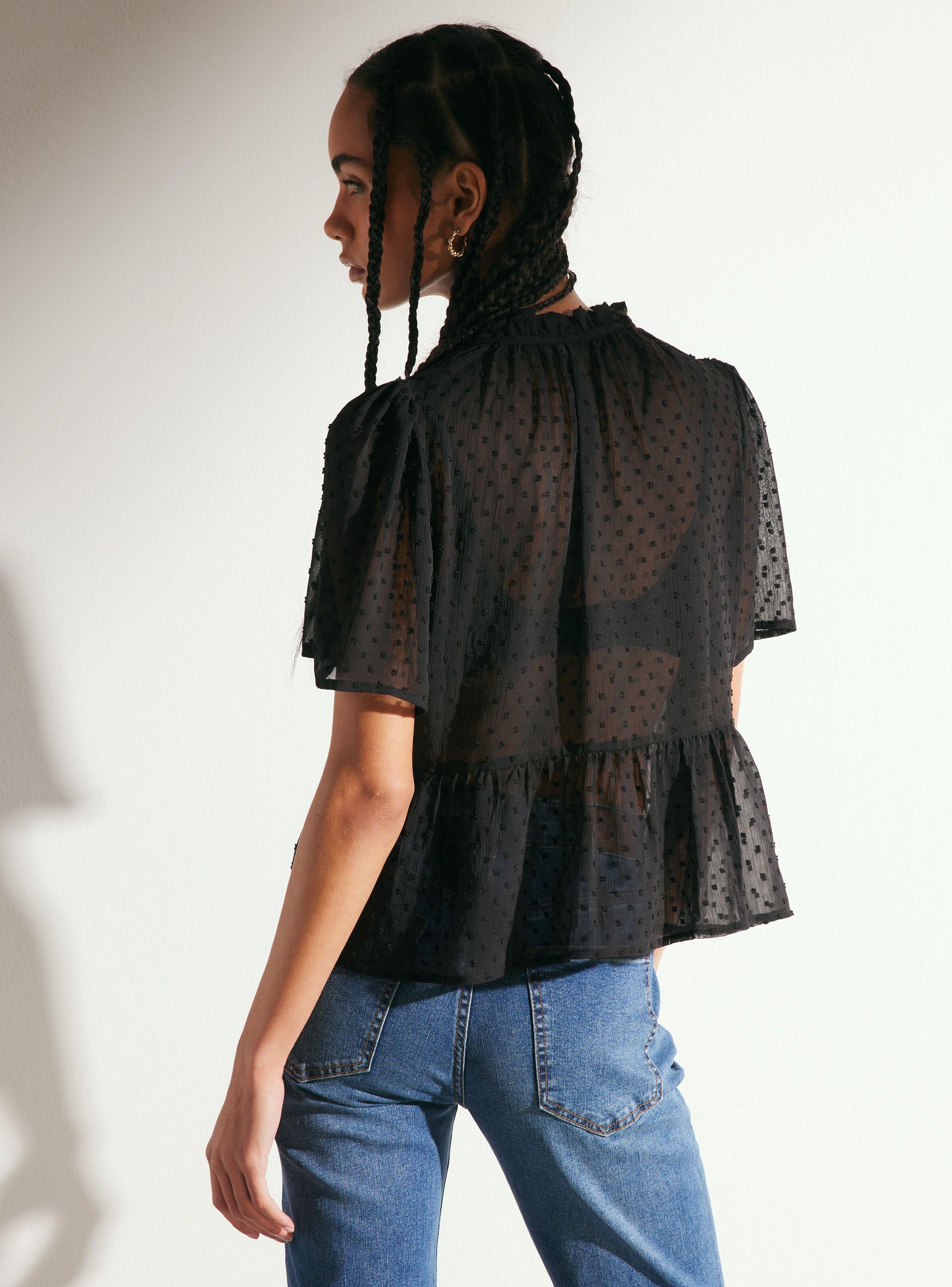 Blusa Plumetti Corte Peplum y Lazo-1