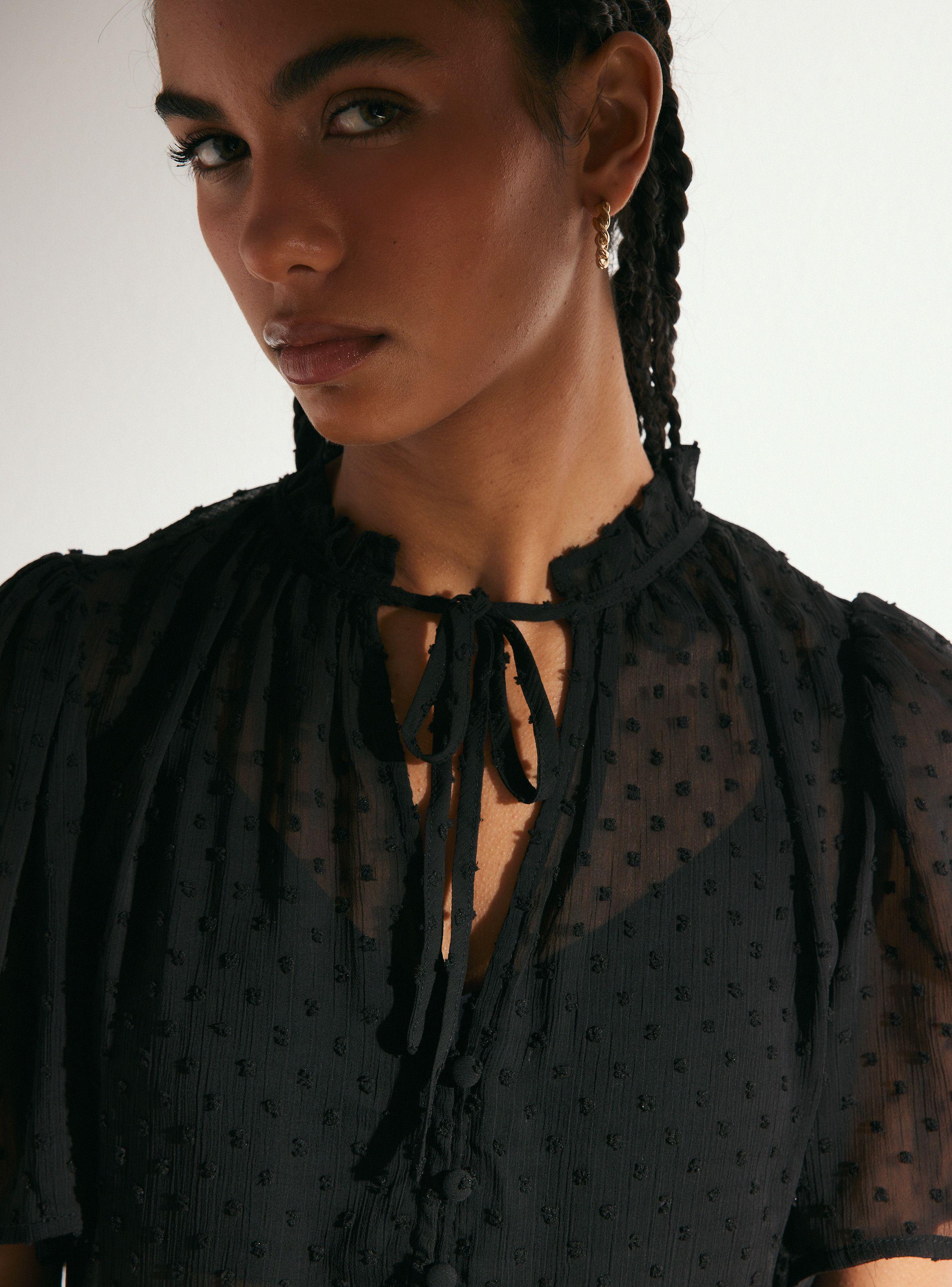 Blusa Plumetti Corte Peplum y Lazo-3