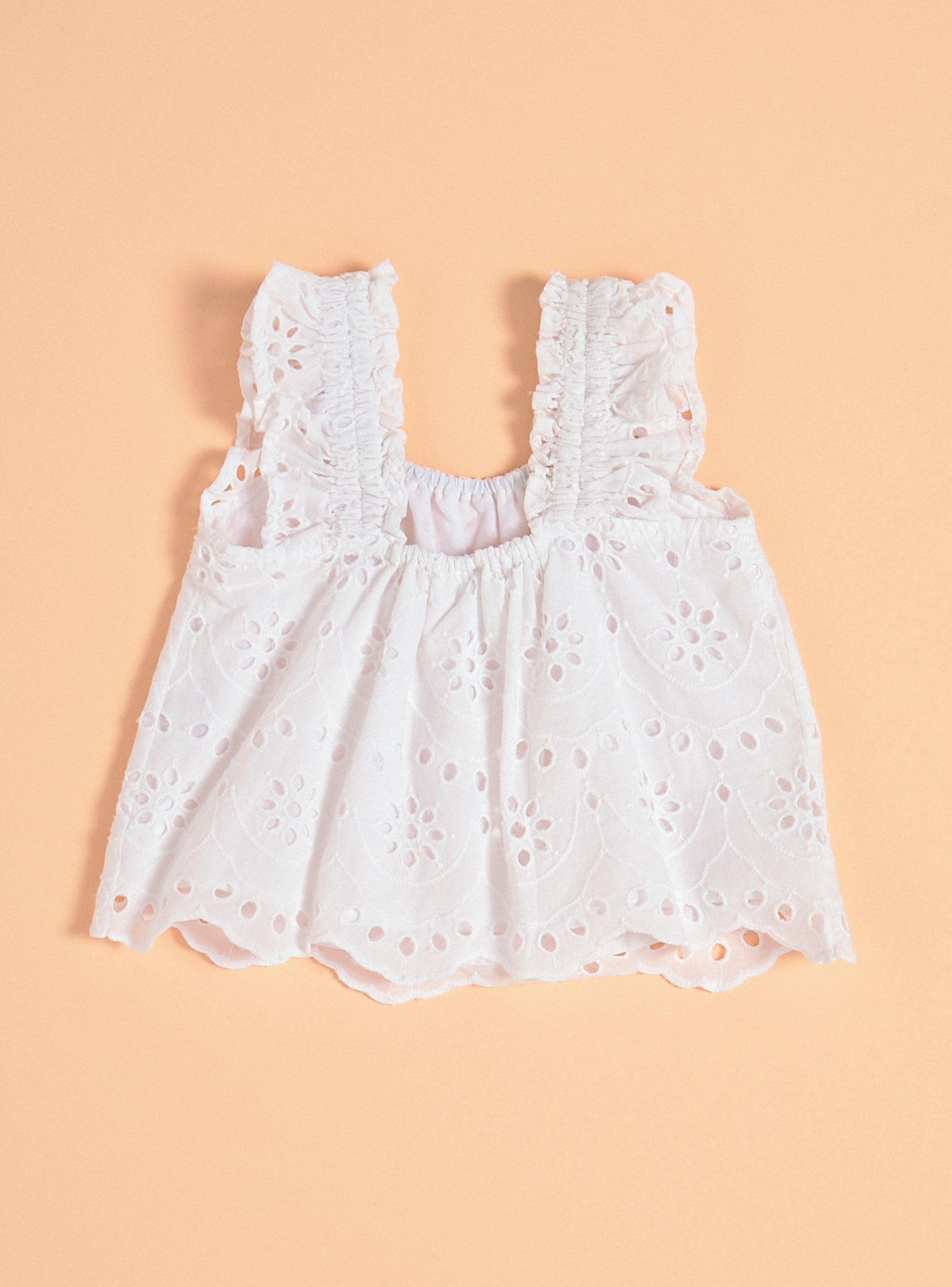 Blusa con Manga de Vuelos y de Broderie-3