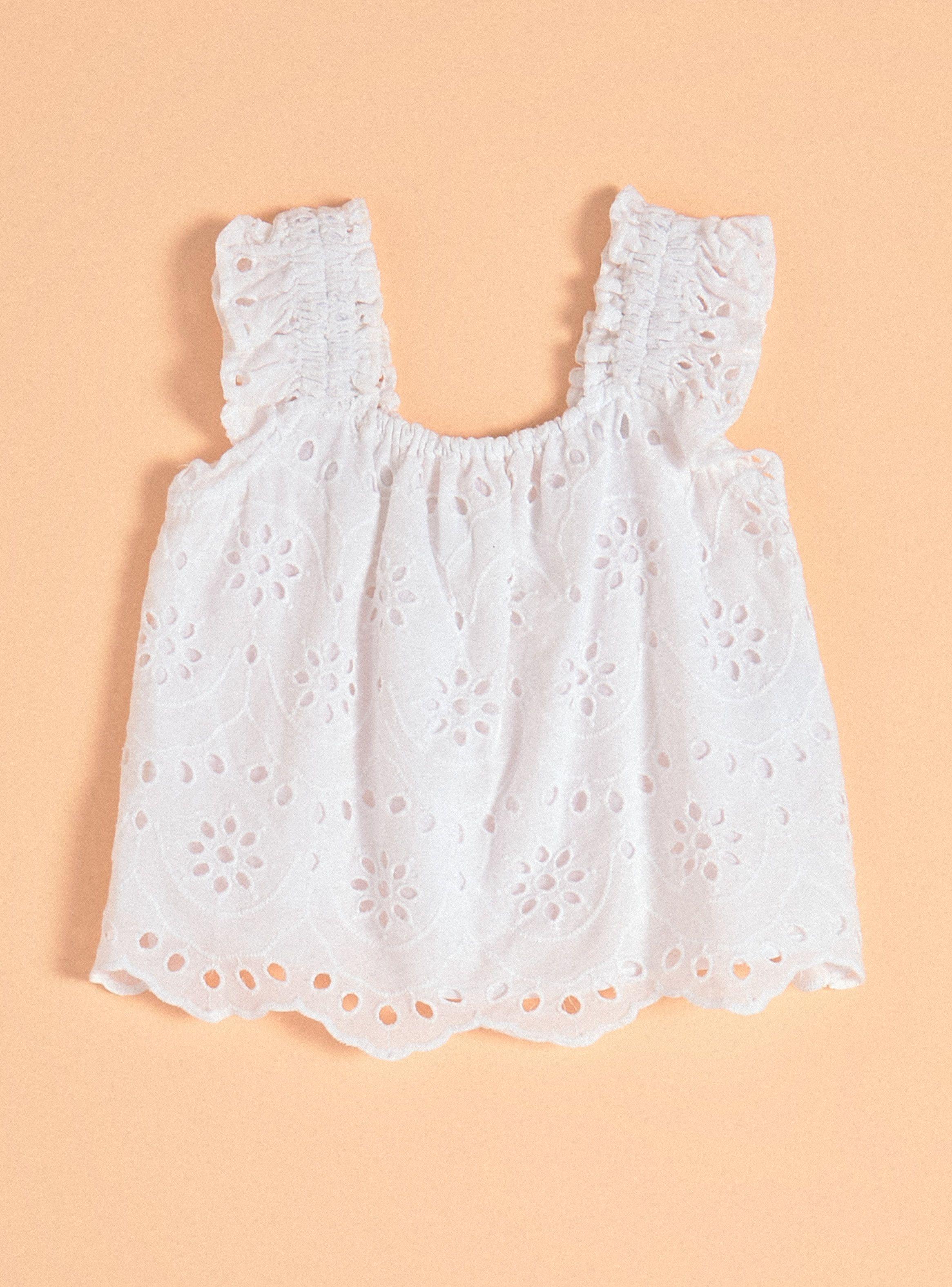 Blusa con Manga de Vuelos y de Broderie-2