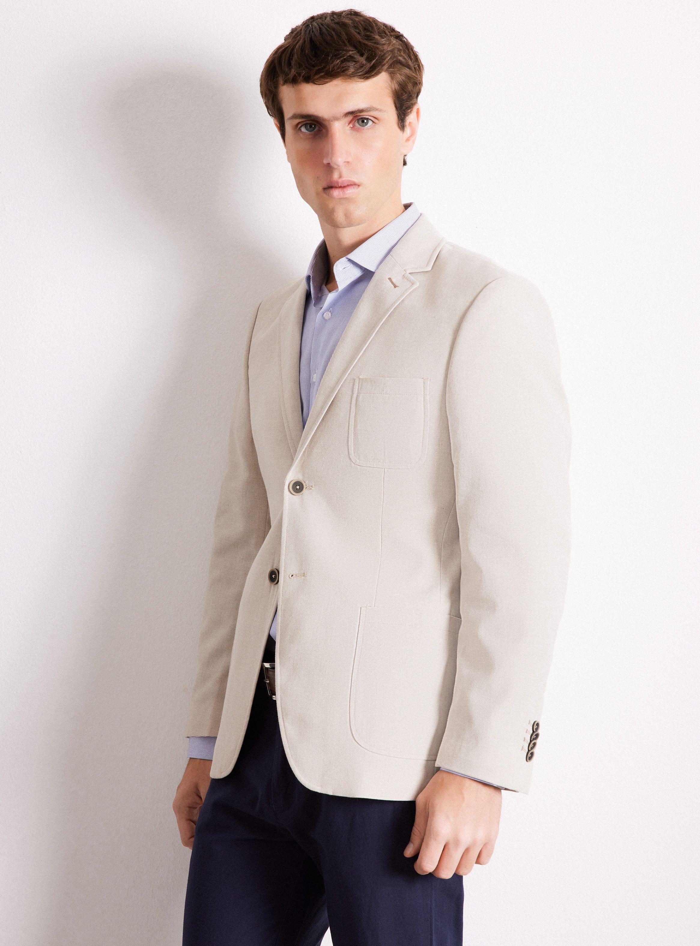 Vestón Recto Slim Fit con Lino-0