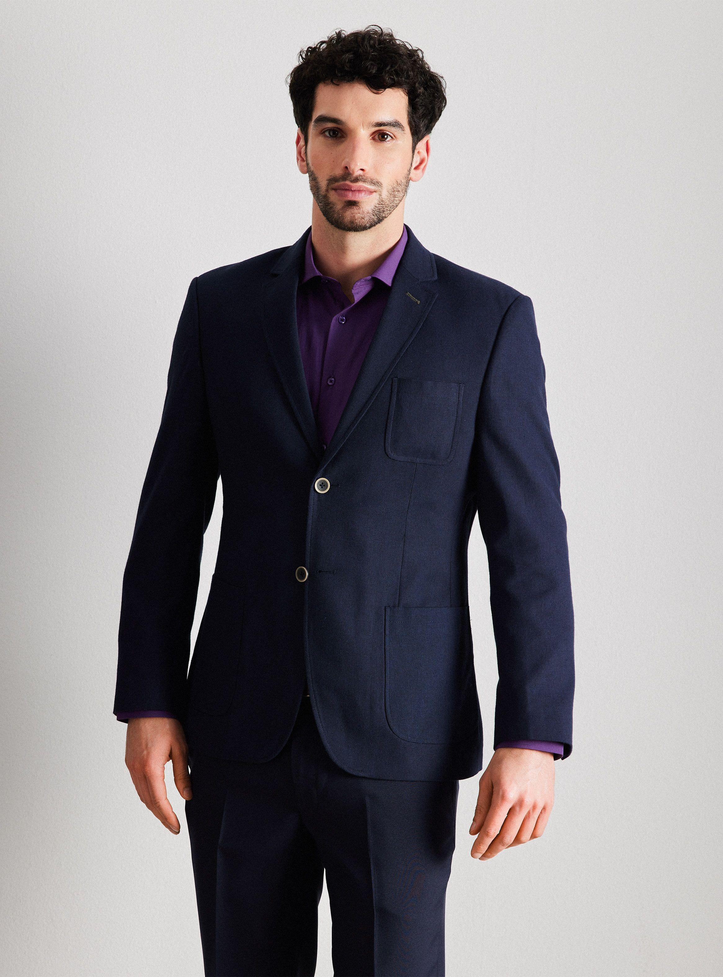 Vestón Recto Slim Fit con Lino-0