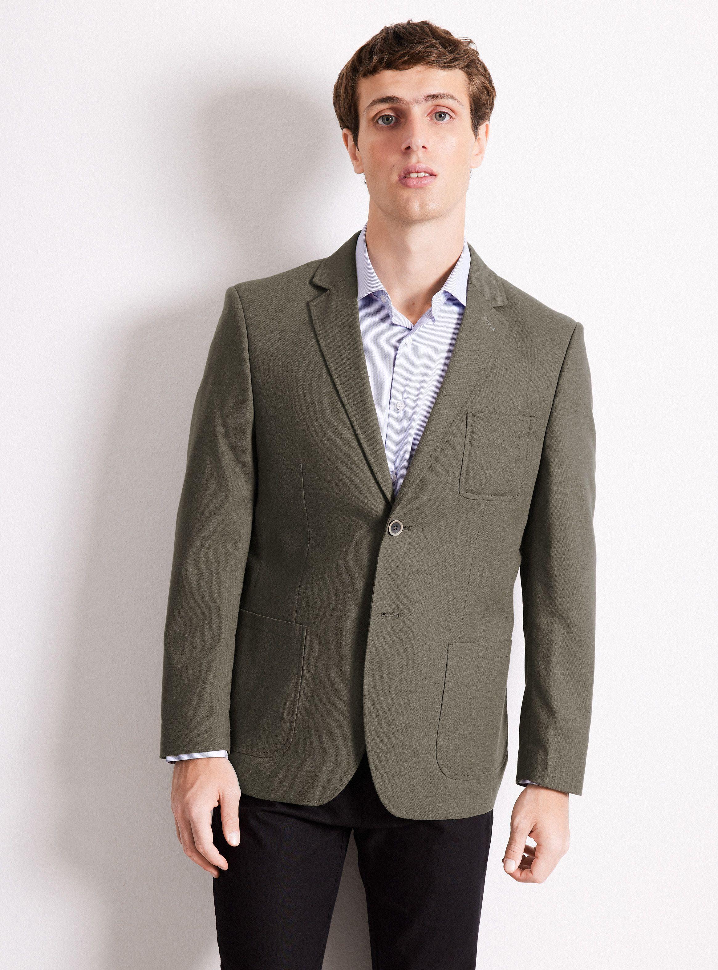 Vestón Recto Slim Fit con Lino-0