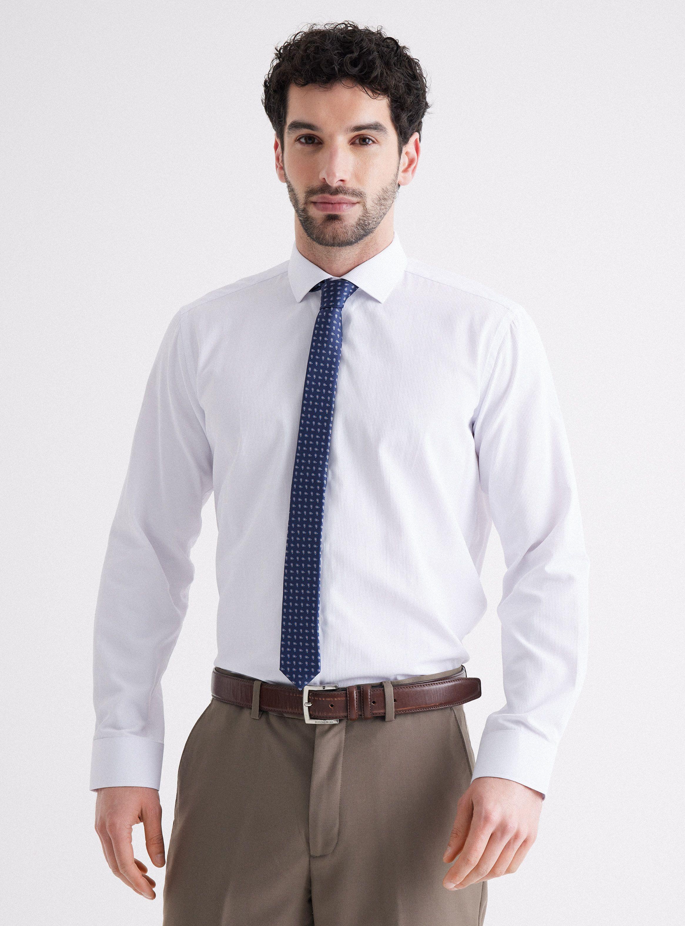 Camisa de Vestir Slim Fit Texturada y Fantasía-0