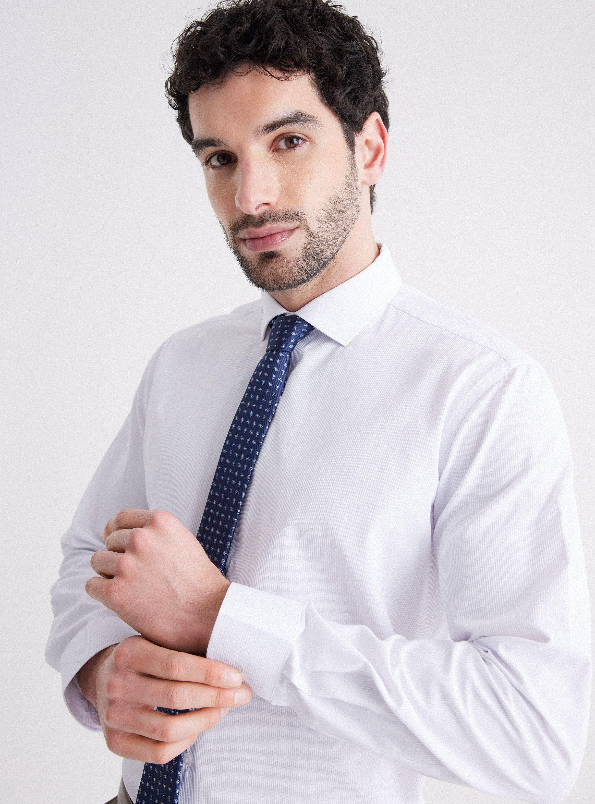 Camisa de Vestir Slim Fit Texturada y Fantasía-2