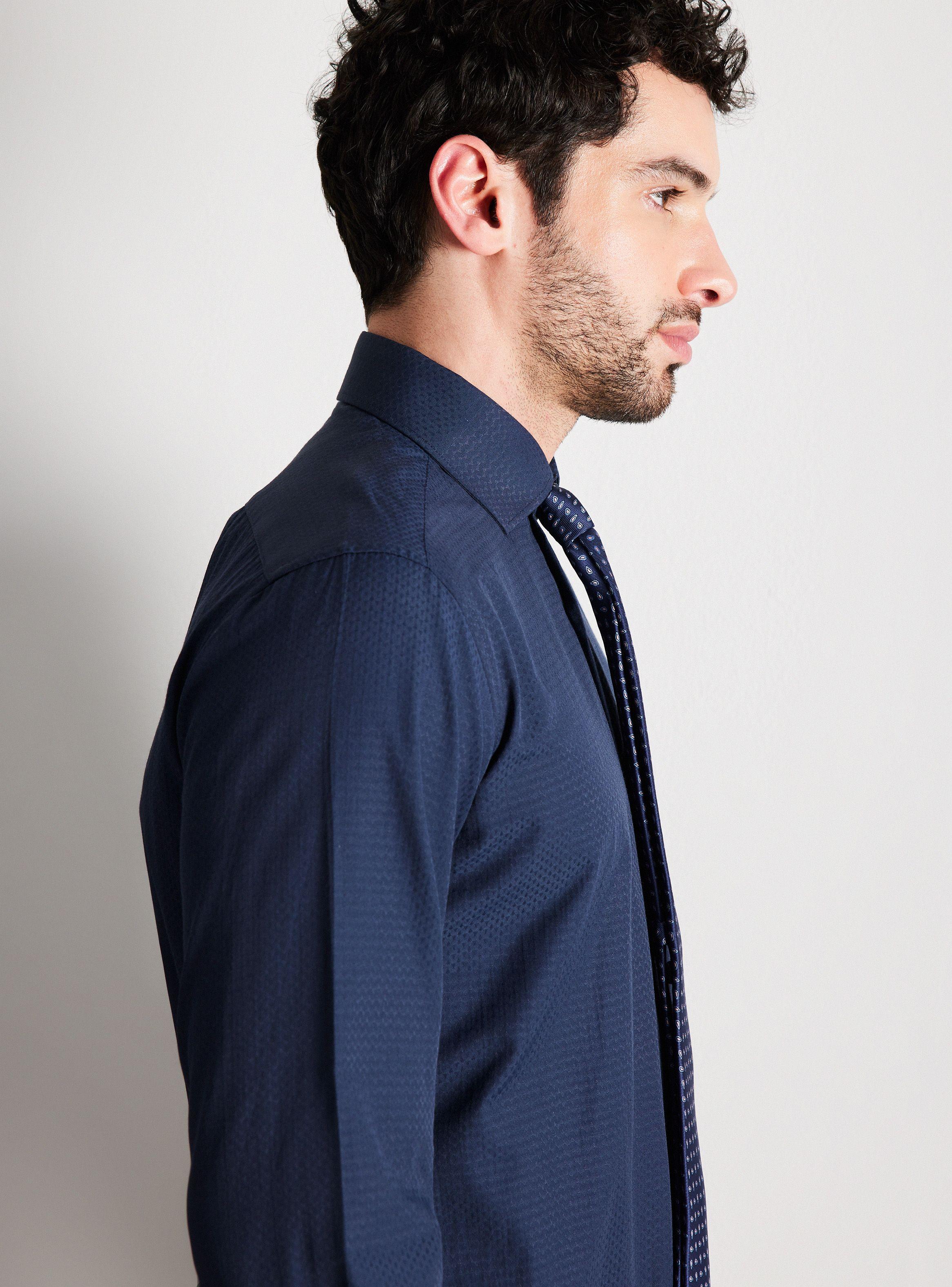 Camisa de Vestir Texturada y Fantasía Slim Fit-3