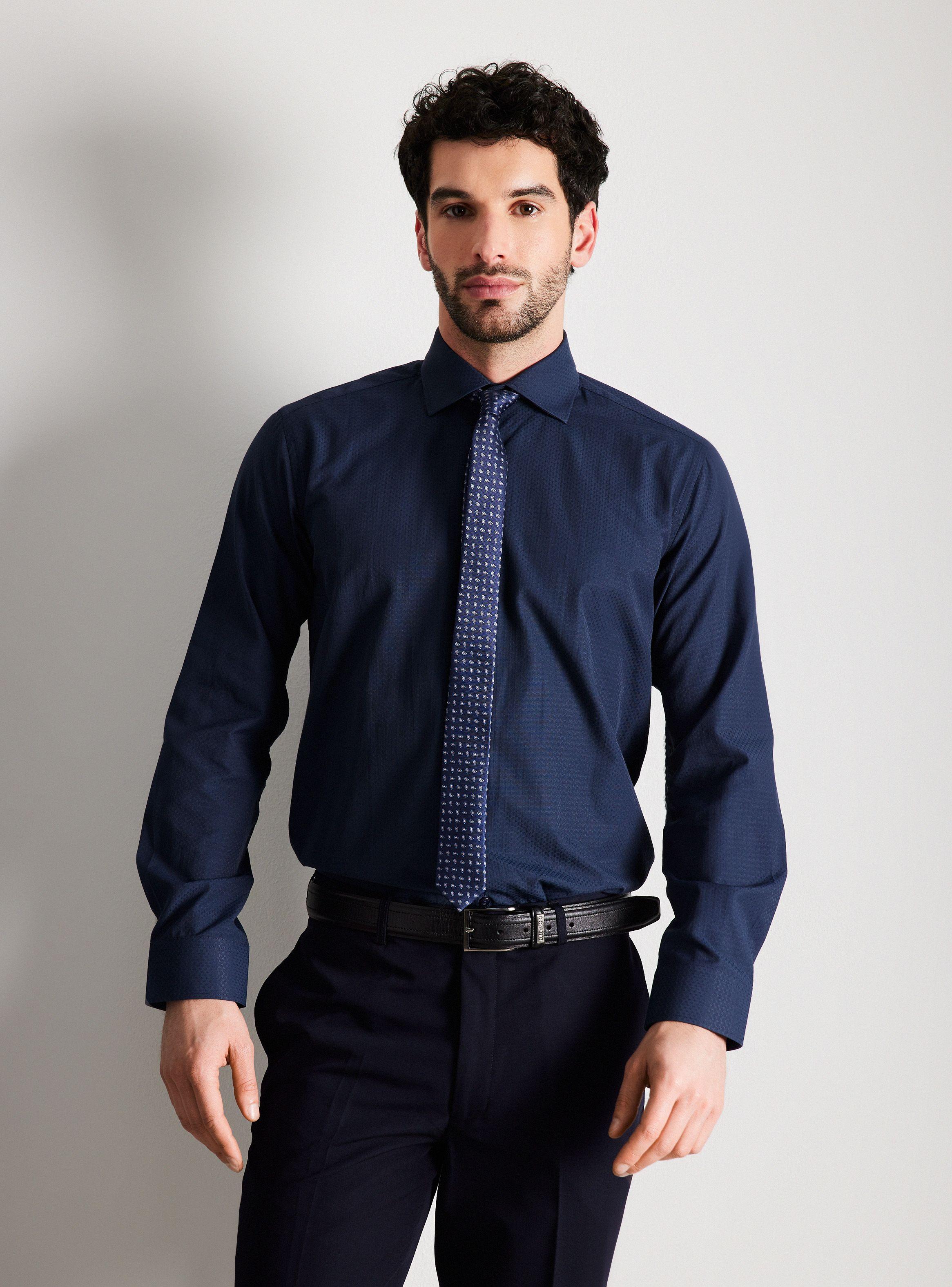 Camisa de Vestir Texturada y Fantasía Slim Fit-0
