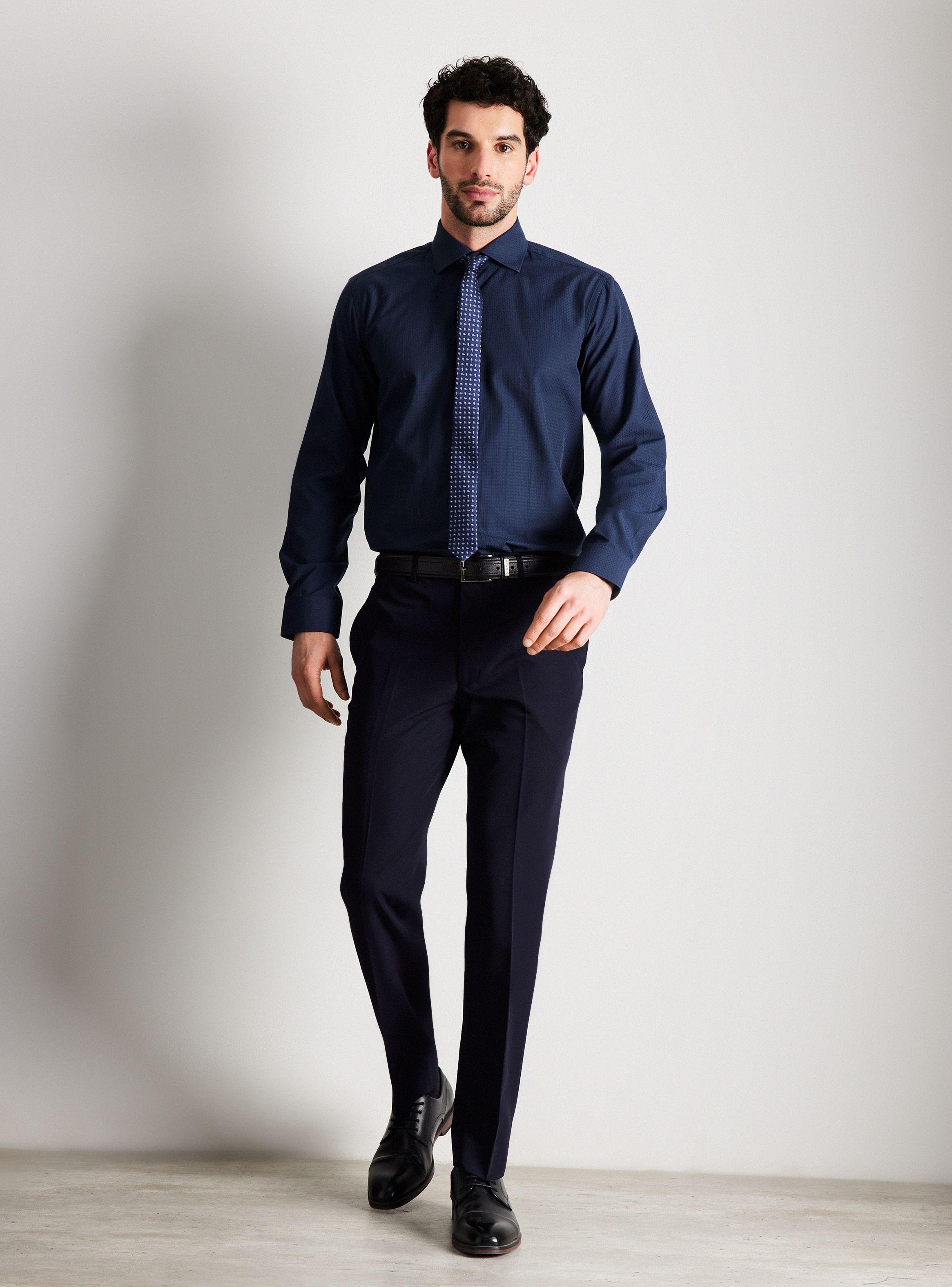 Camisa de Vestir Texturada y Fantasía Slim Fit-4