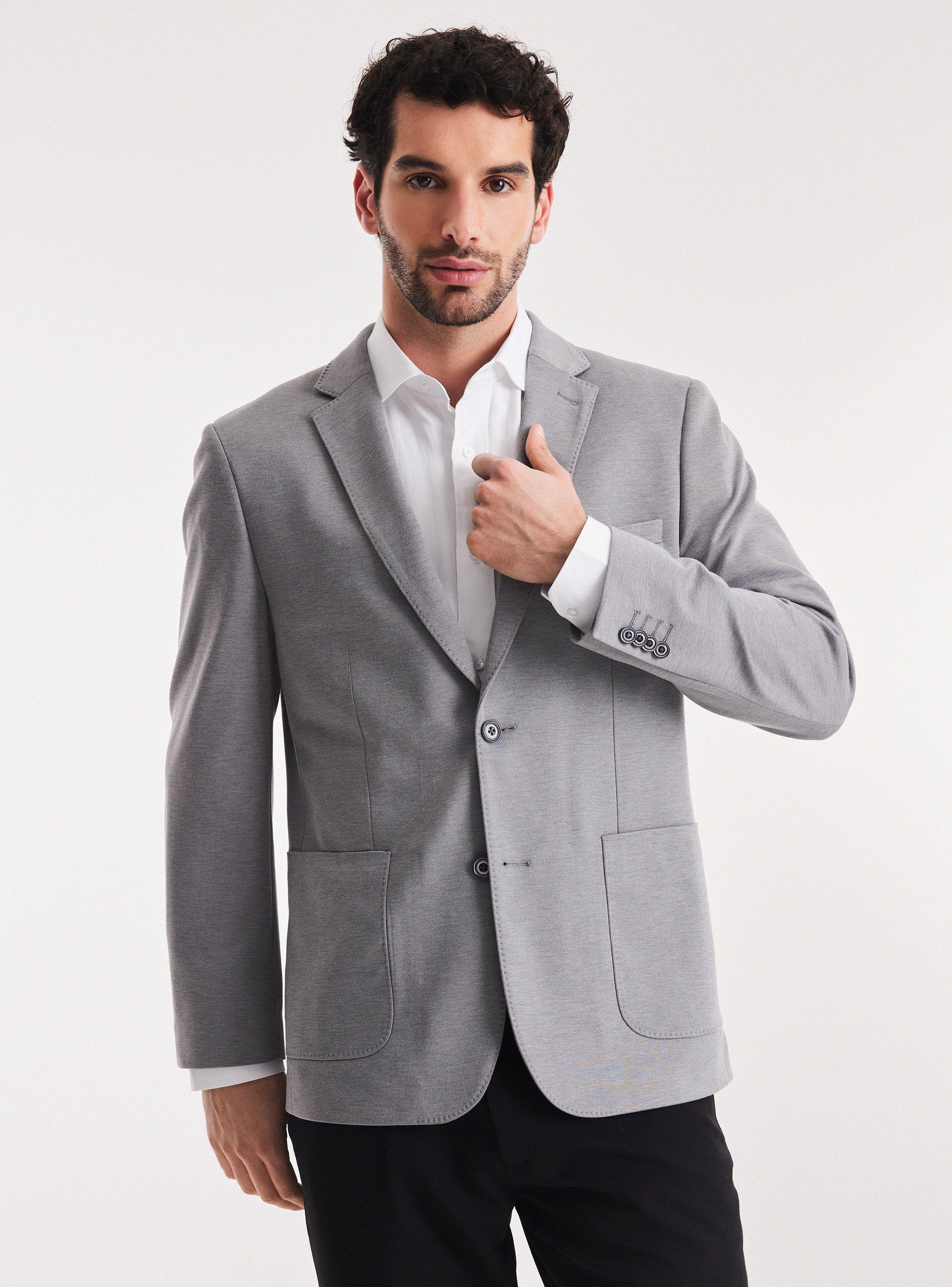 Vestón Recto Slim Fit Tela Knit-0