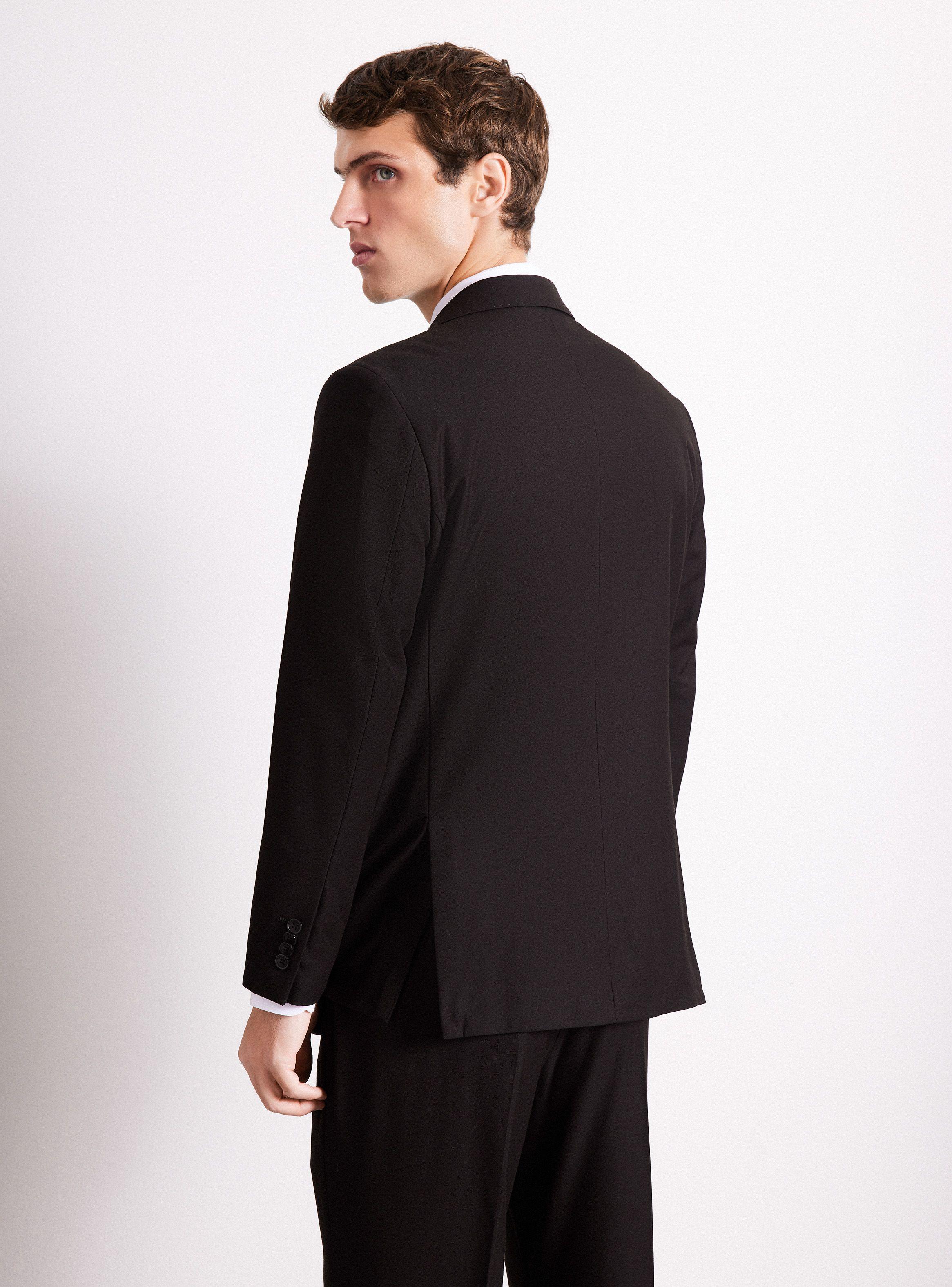 Traje Lana Poliéster Liso Negro Regular Fit de Arrow