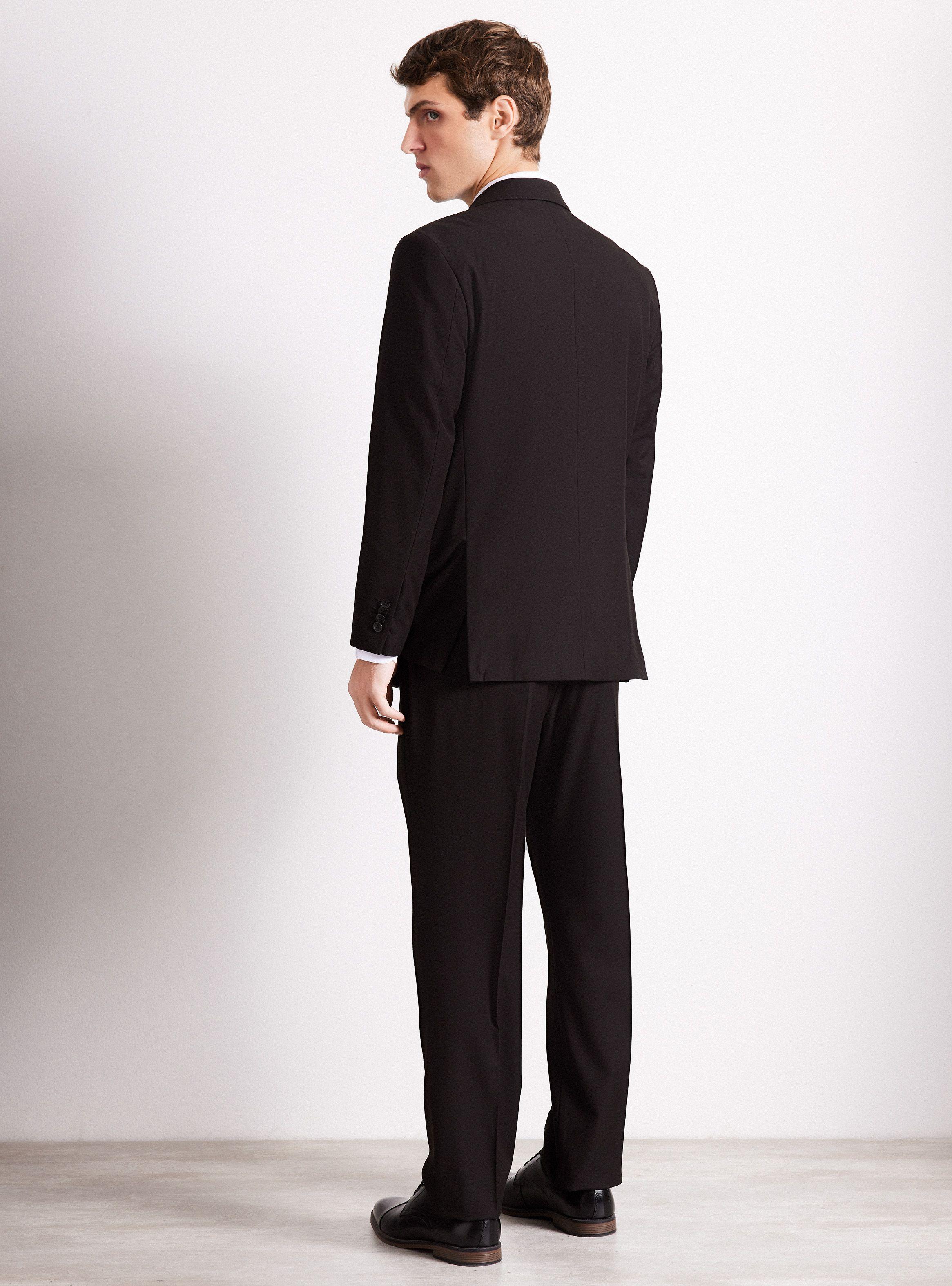 Traje Lana Poliéster Liso Negro Regular Fit de Arrow