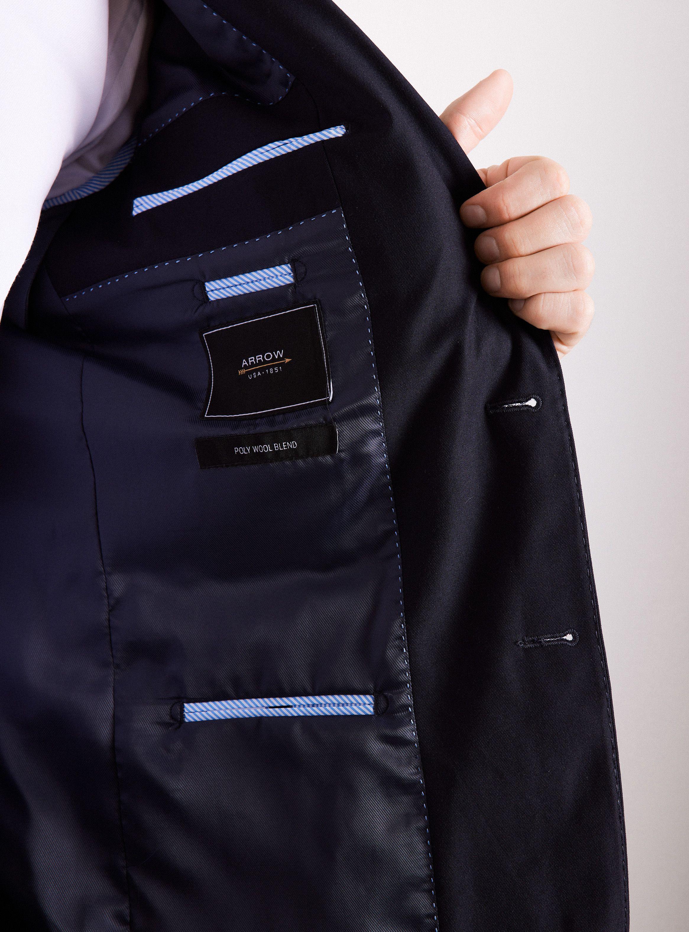 Traje Lana Poliéster Liso Azul Marino-3