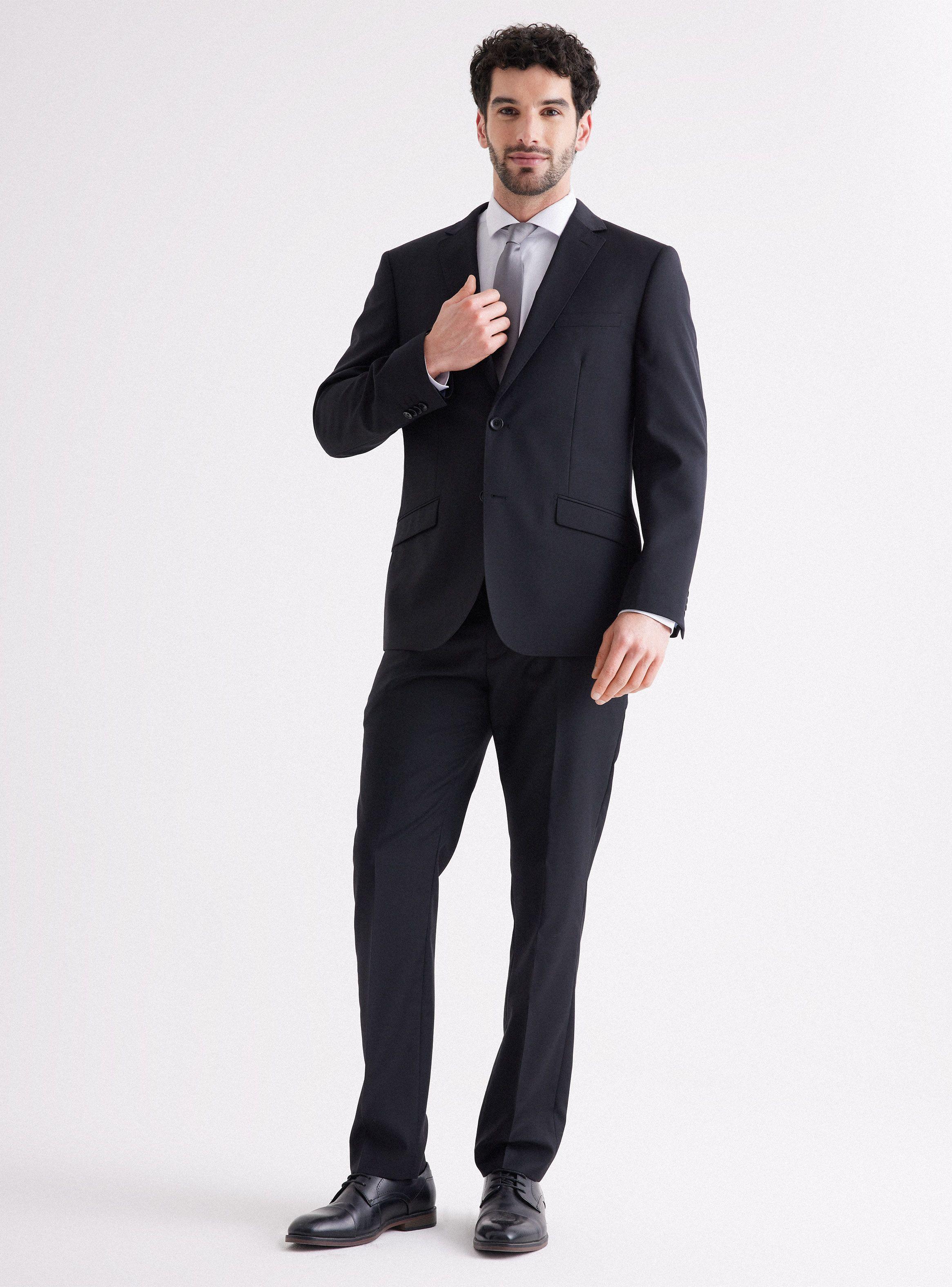 Traje Recto 100% Lana Lisa Slim Fit-4