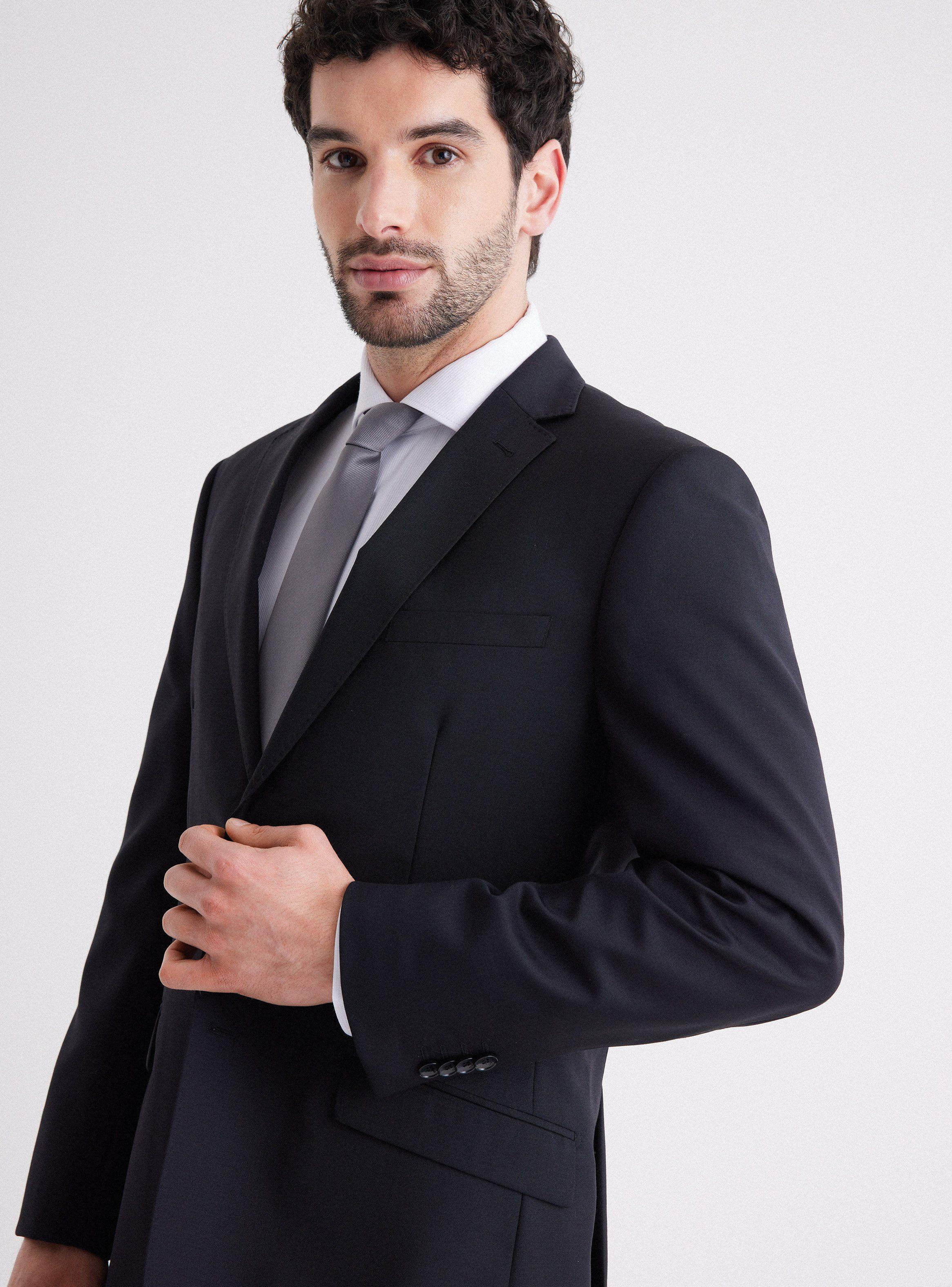 Traje Recto 100% Lana Lisa Slim Fit-2