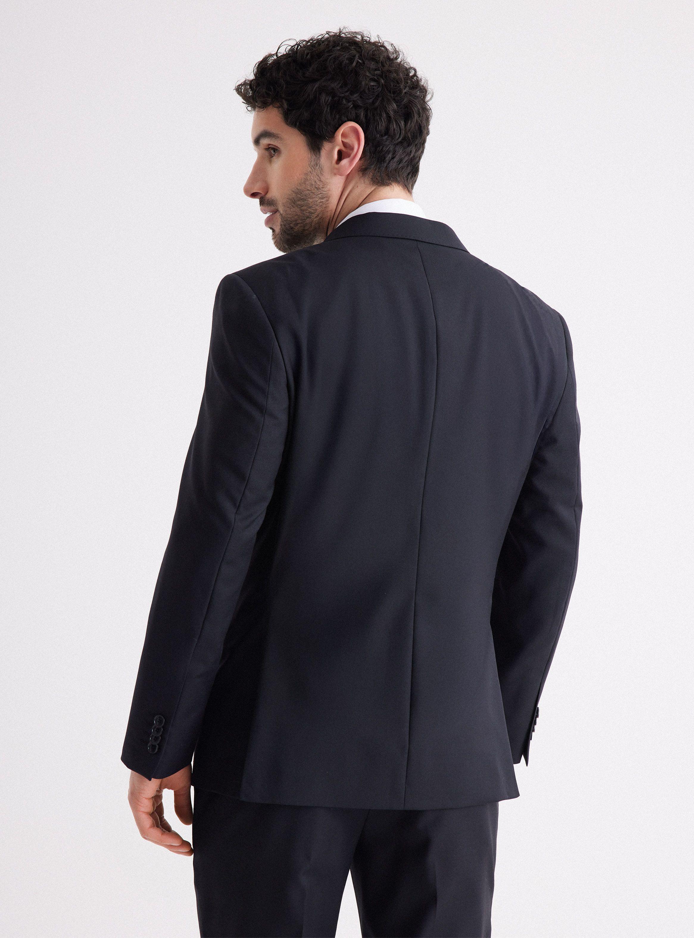Traje Recto 100% Lana Lisa Slim Fit-1
