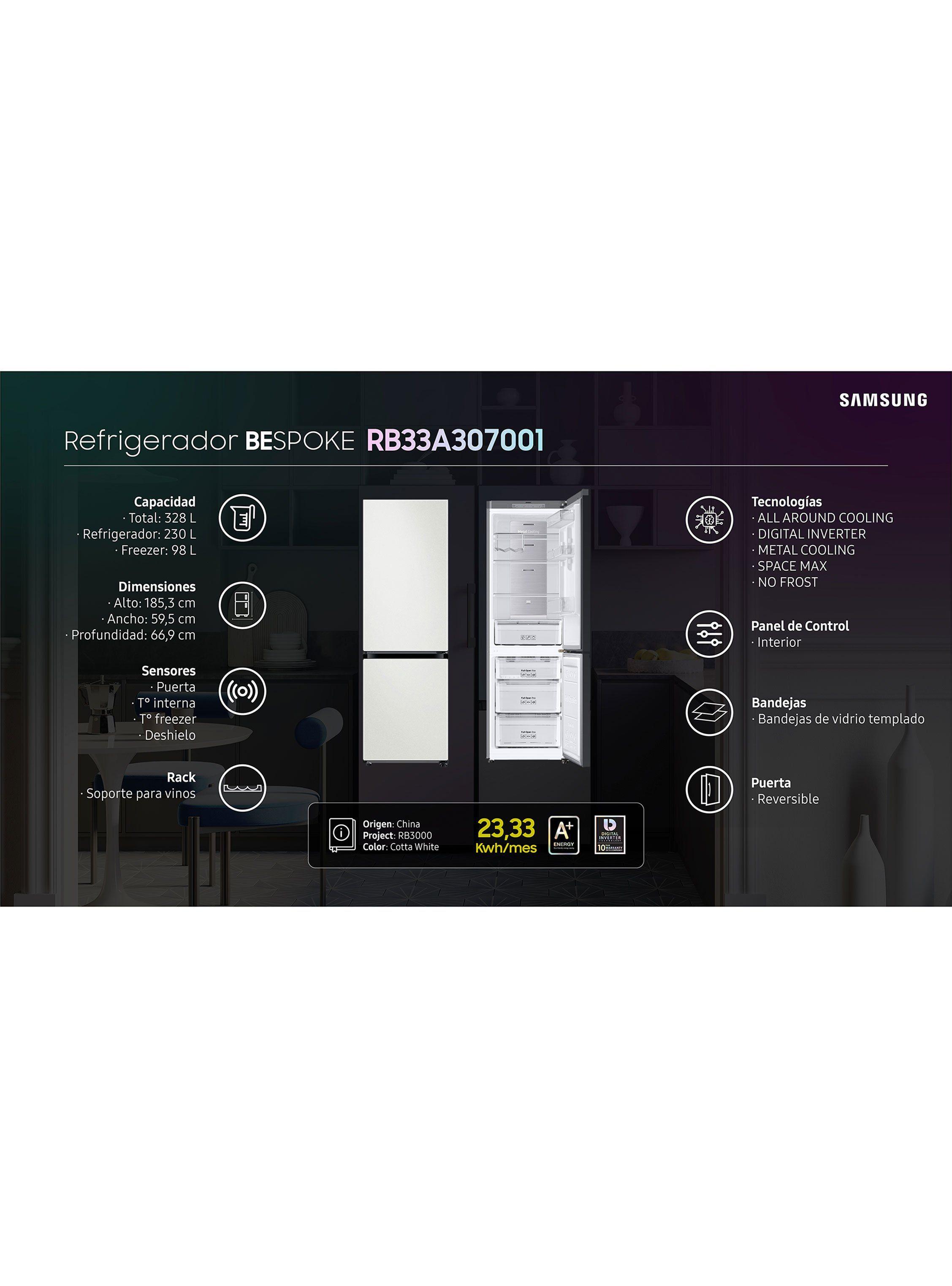 Refrigerador Bottom Freezer BMF Bespoke 328 Litros con Space Max Cotta White-7