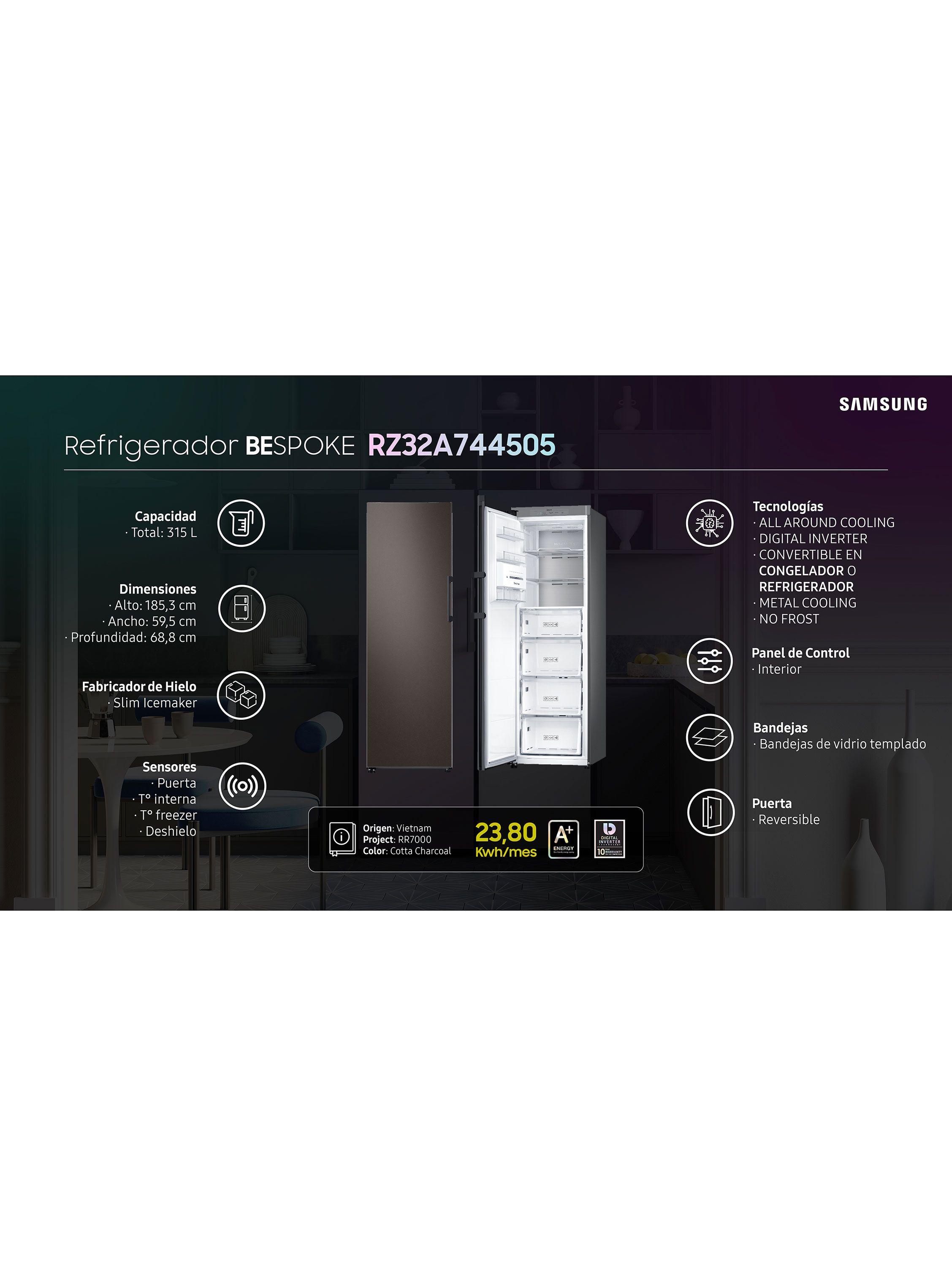 Refrigerador y Congelador 1 DR Bespoke Flex 315 Litros con Slim Ice Maker Cotta Charcoal-8