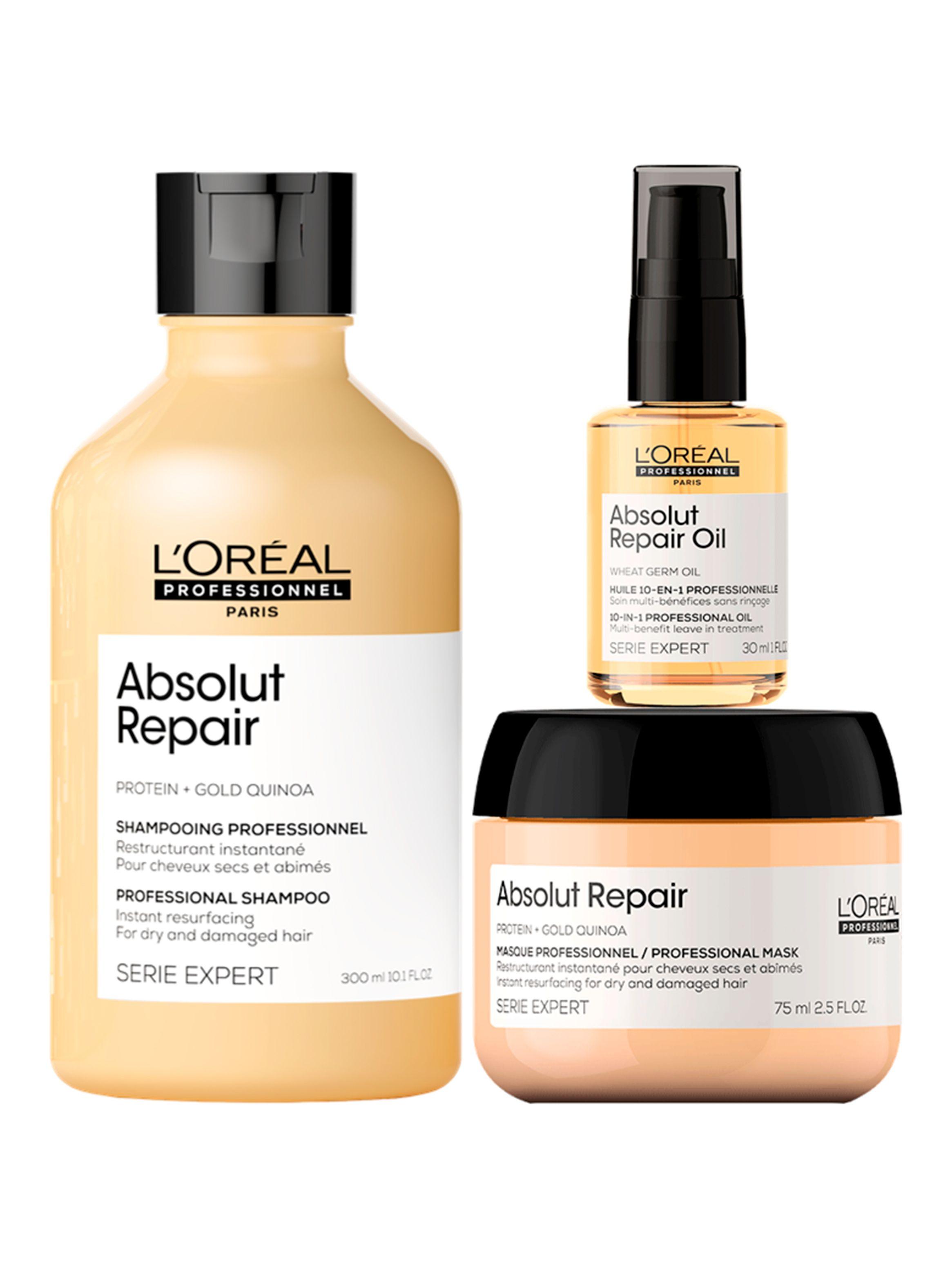 Set Reparación Cabello Dañado Absolut Repair  Shampoo 300ml + Máscara 75ml + Aceite 30ml-0