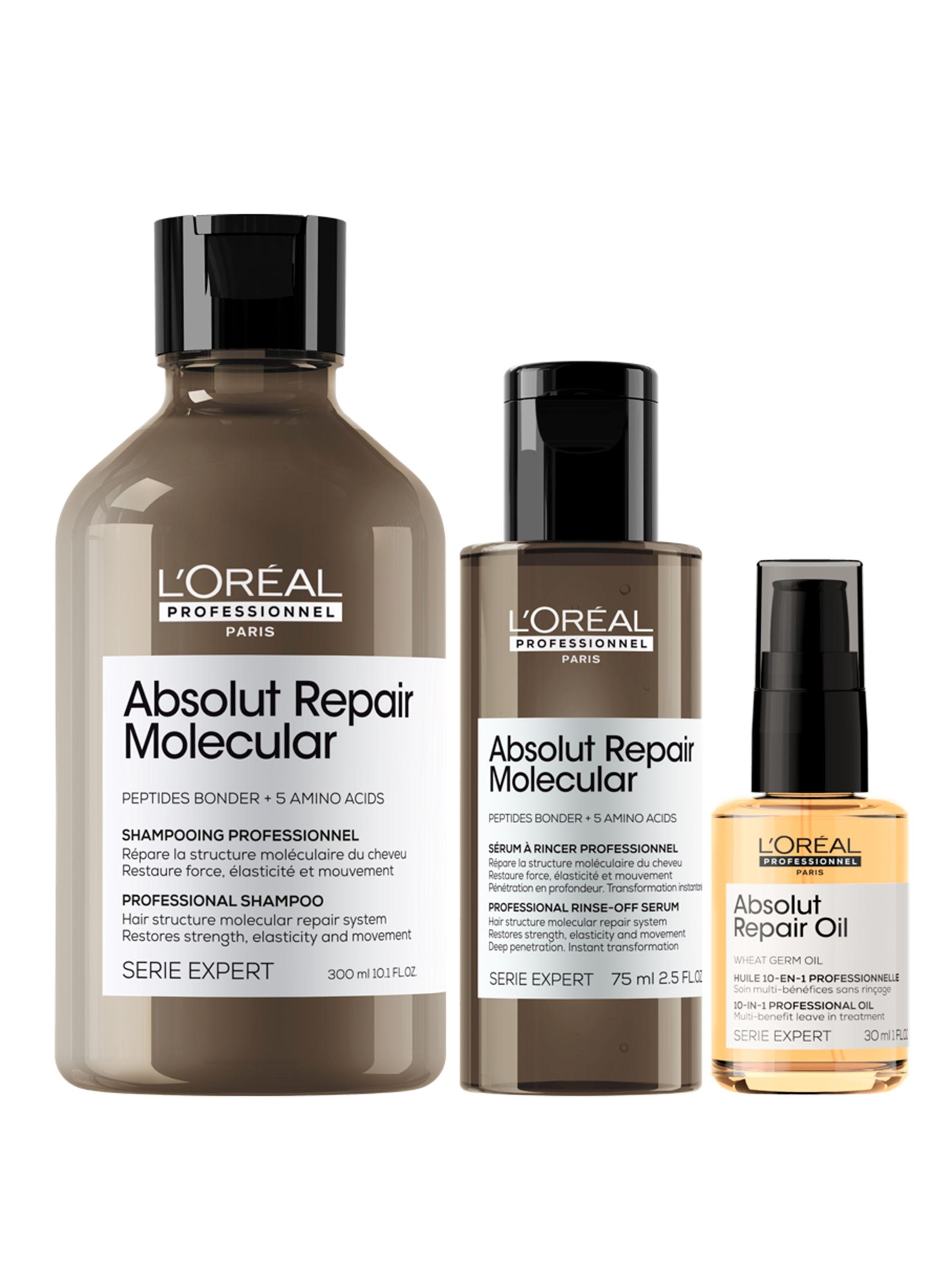 Set Reparación Estructura Molecular Cabello Absolut Repair Molecular Shampoo 300ml + Serúm 75ml + Aceite 30ml-0