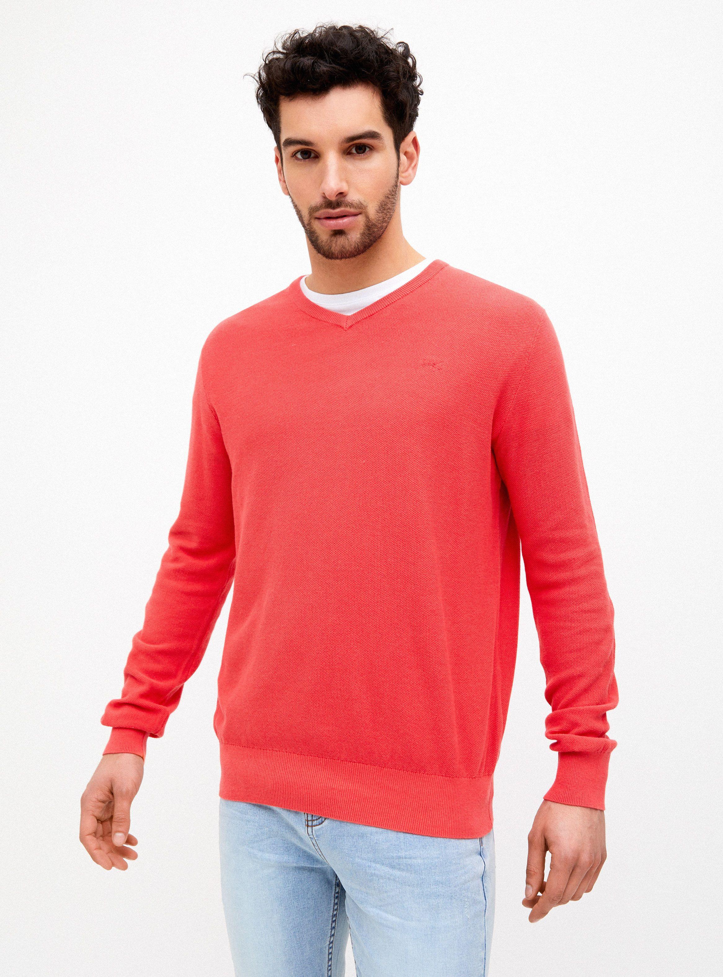 Sweater Básico Cuello V con Textura-0