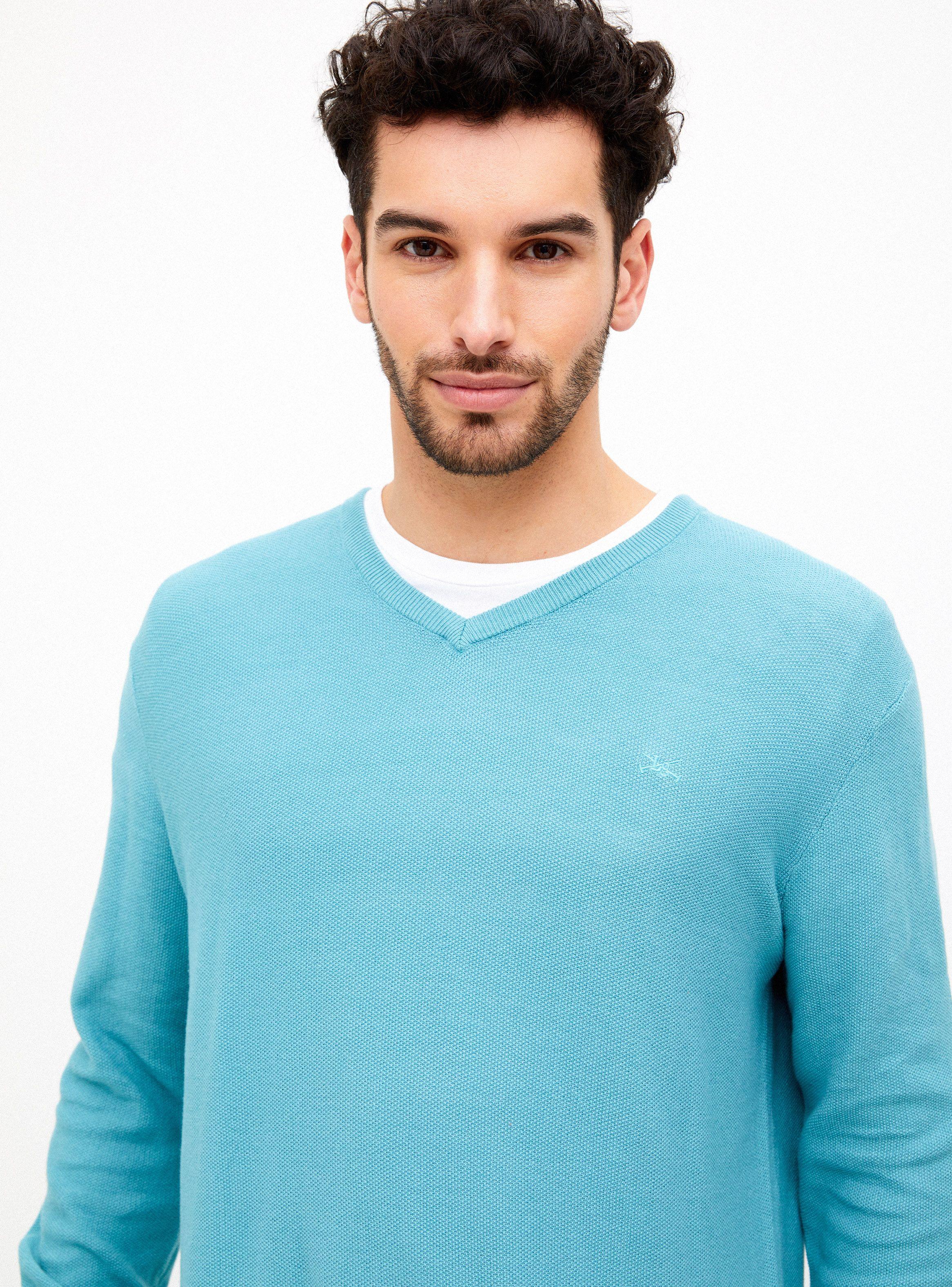 Sweater Básico Cuello V con Textura-2