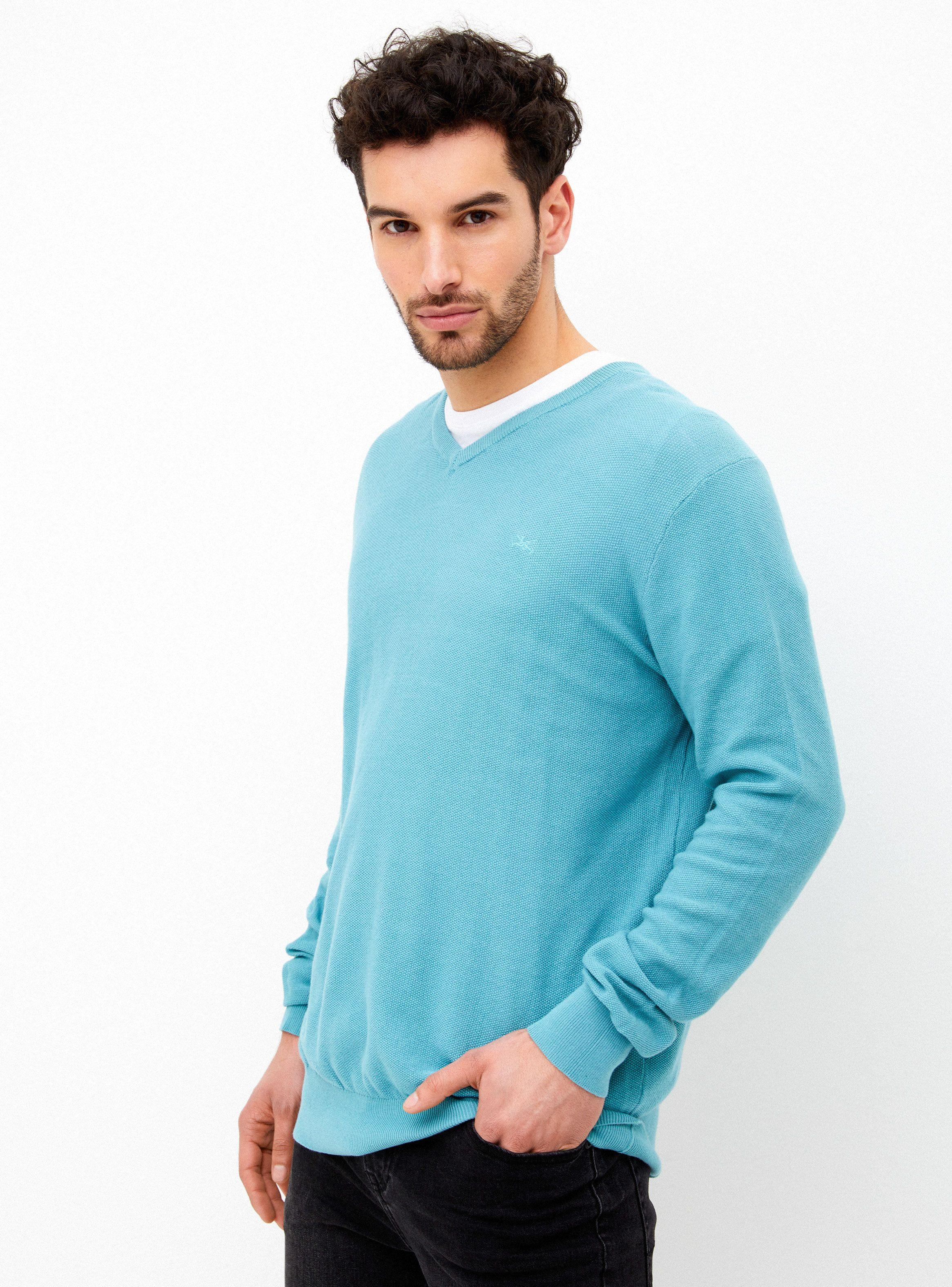 Sweater Básico Cuello V con Textura-0