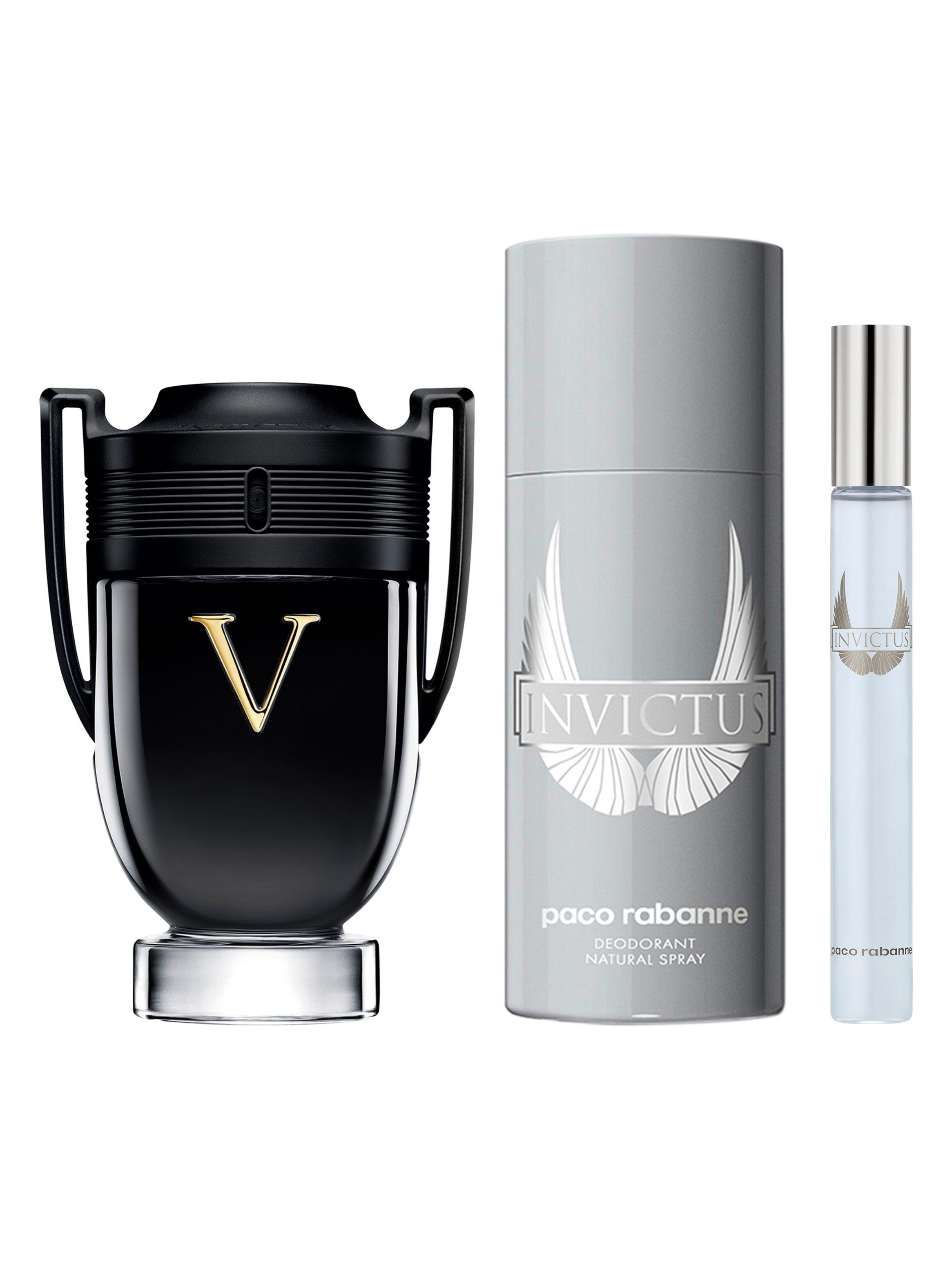 Set Perfume Invictus Victory EDP Hombre Extrême 100 ml + Desodorante 150 ml + Eau de Toilette 10 ml Paco Rabanne-1