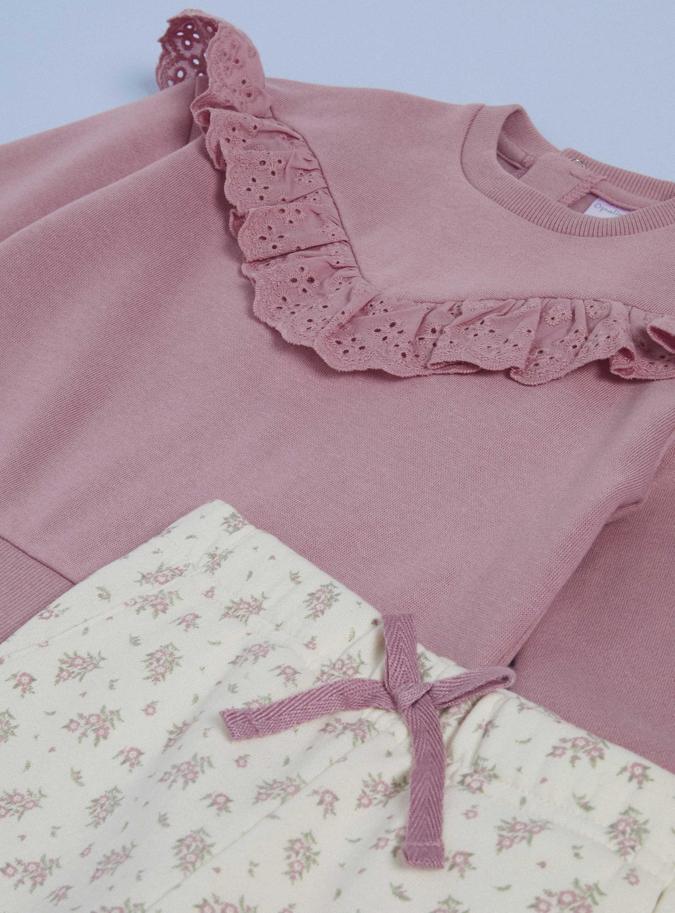 Buzo con Polerón Vuelos de Broderie y Pantalón Estampado-2