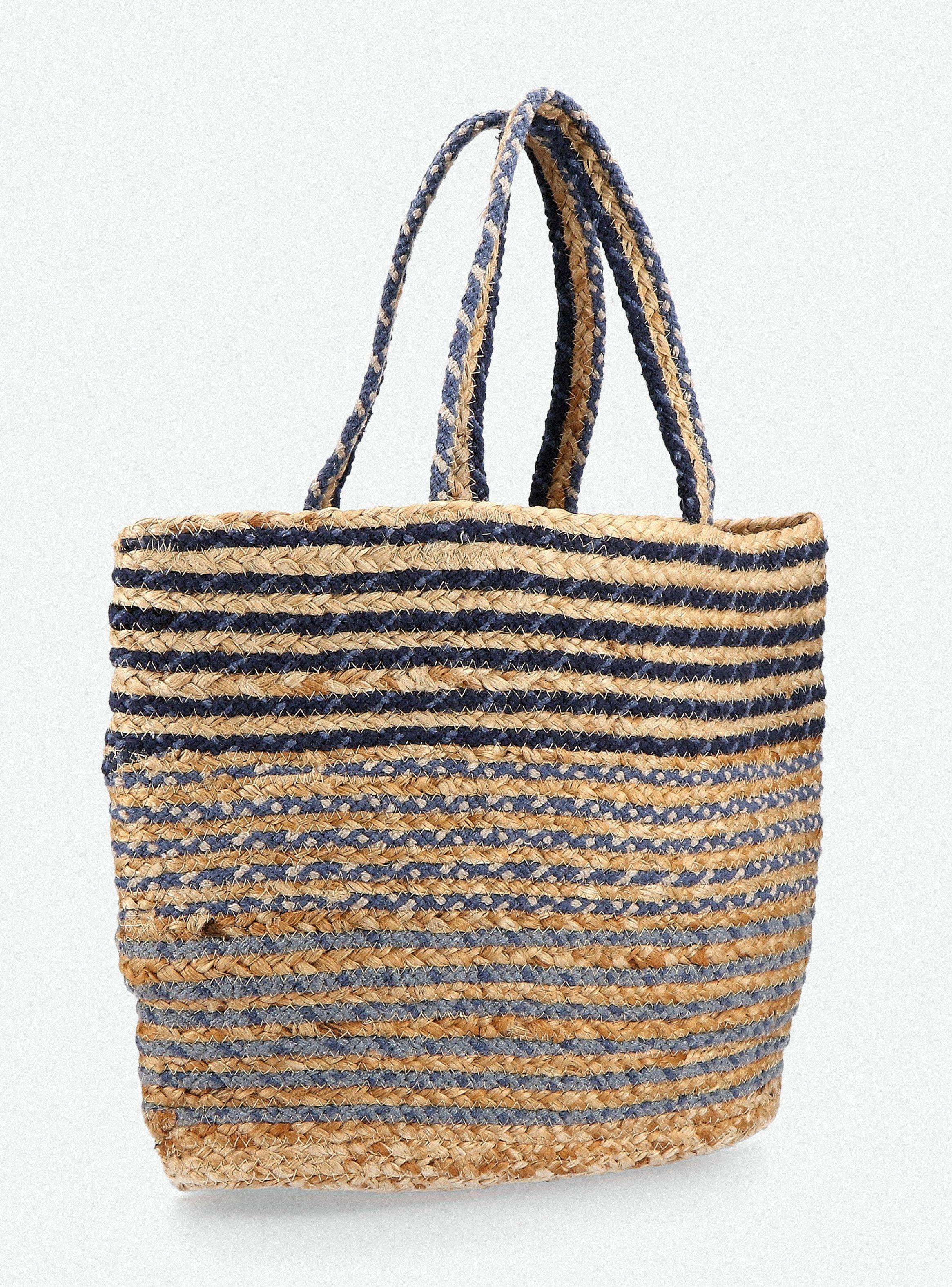 Cartera Totebag de Raffia Bicolor con Hilo de Lurex-3