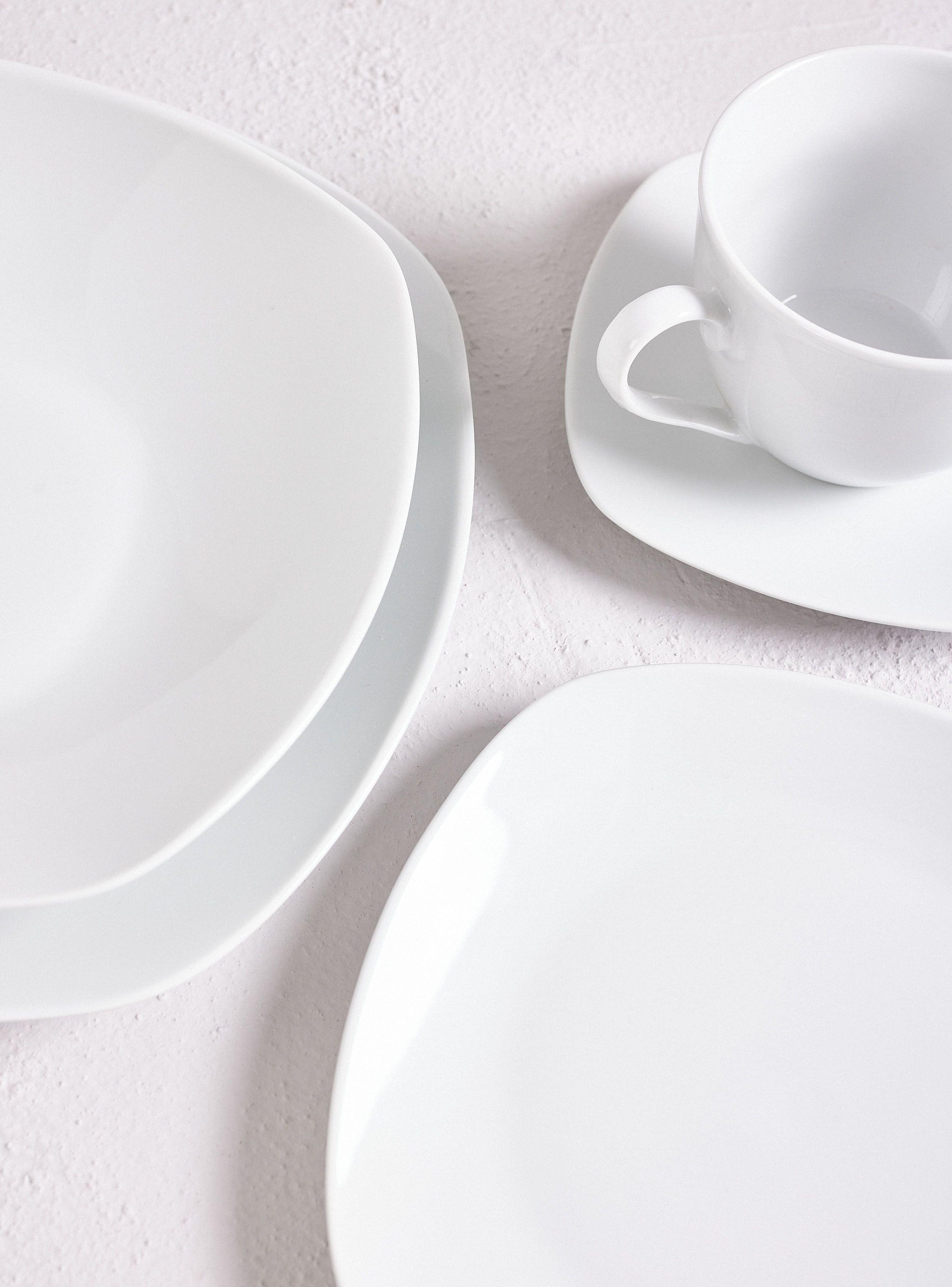 Set Vajilla 30 Piezas Cuadrada Blanca Porcelana-1