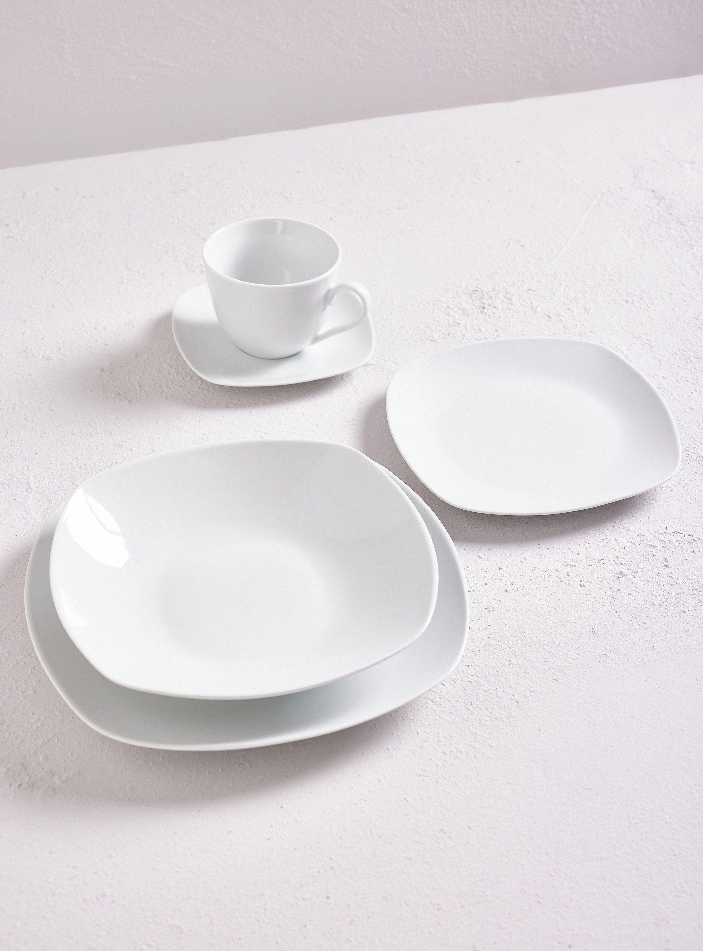Set Vajilla 30 Piezas Cuadrada Blanca Porcelana-2