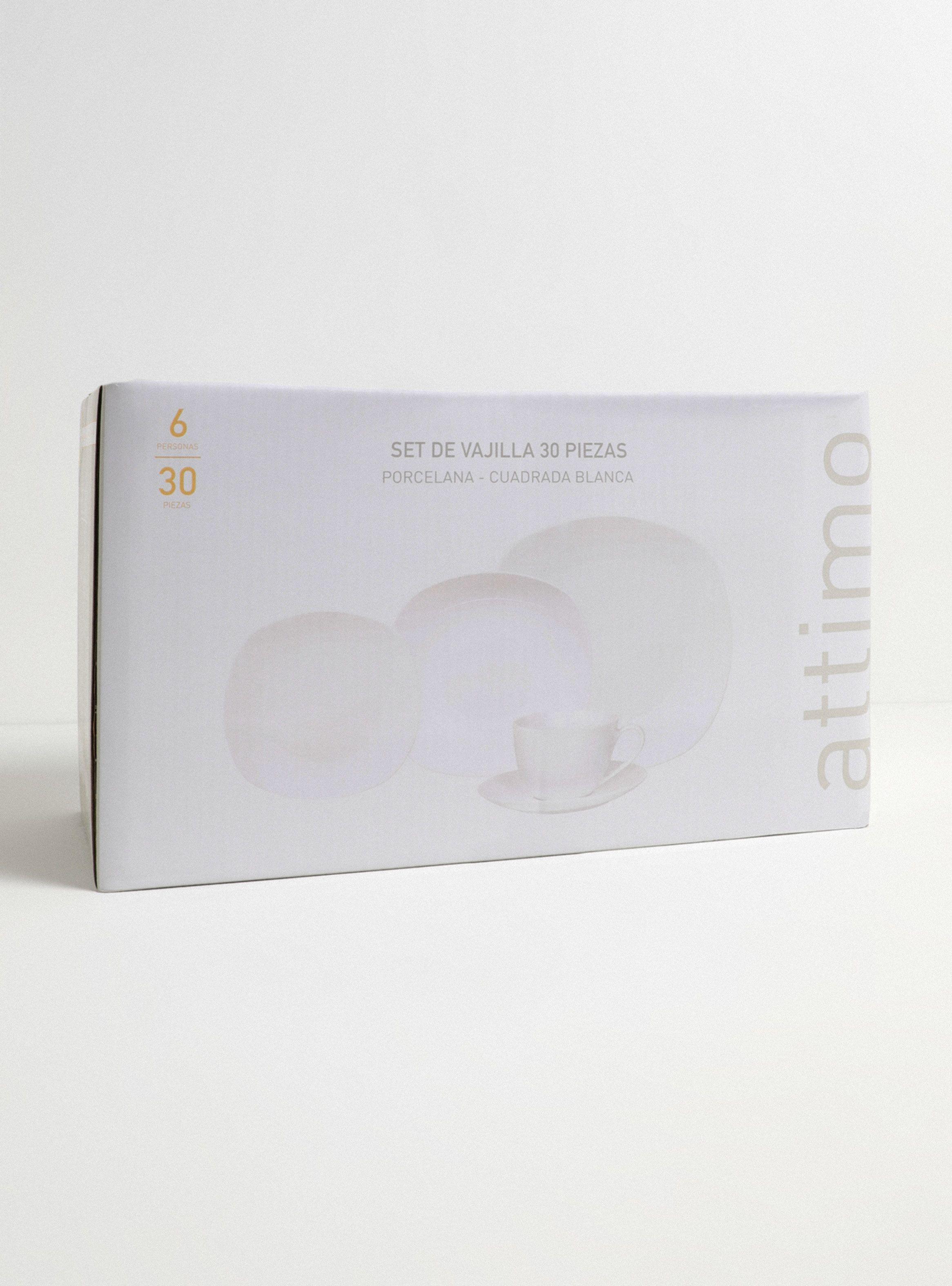 Set Vajilla 30 Piezas Cuadrada Blanca Porcelana-3