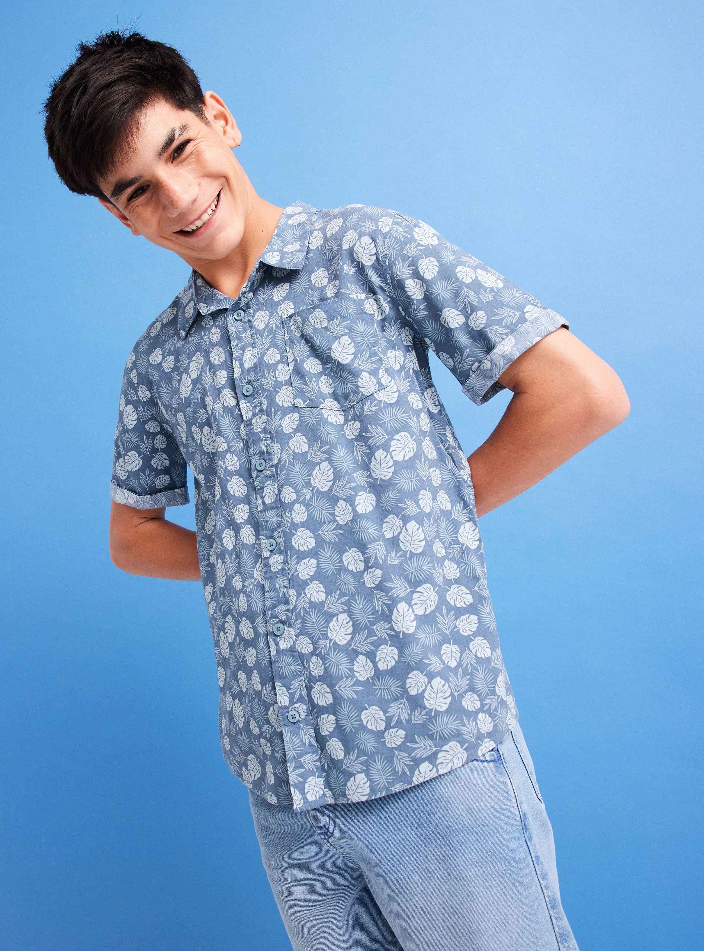 Camisa de Vestir Guayabera Estampado Tropical-0