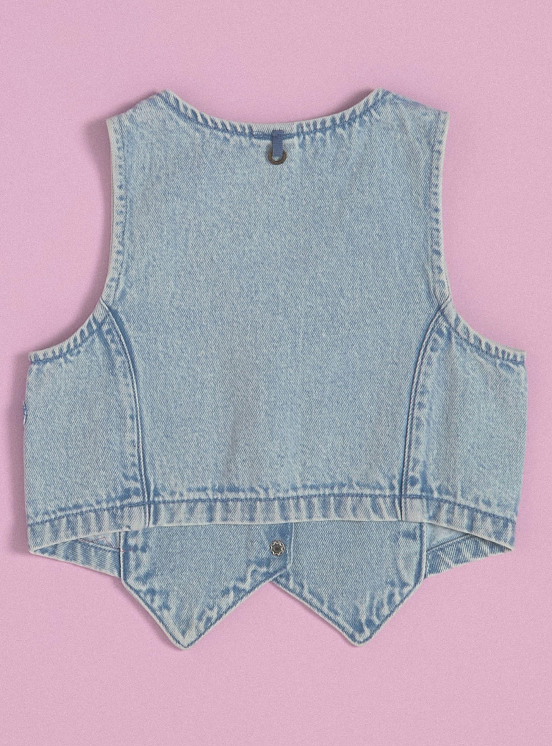 Chaqueta Vest Sin Manga con Parches de Crochet-1