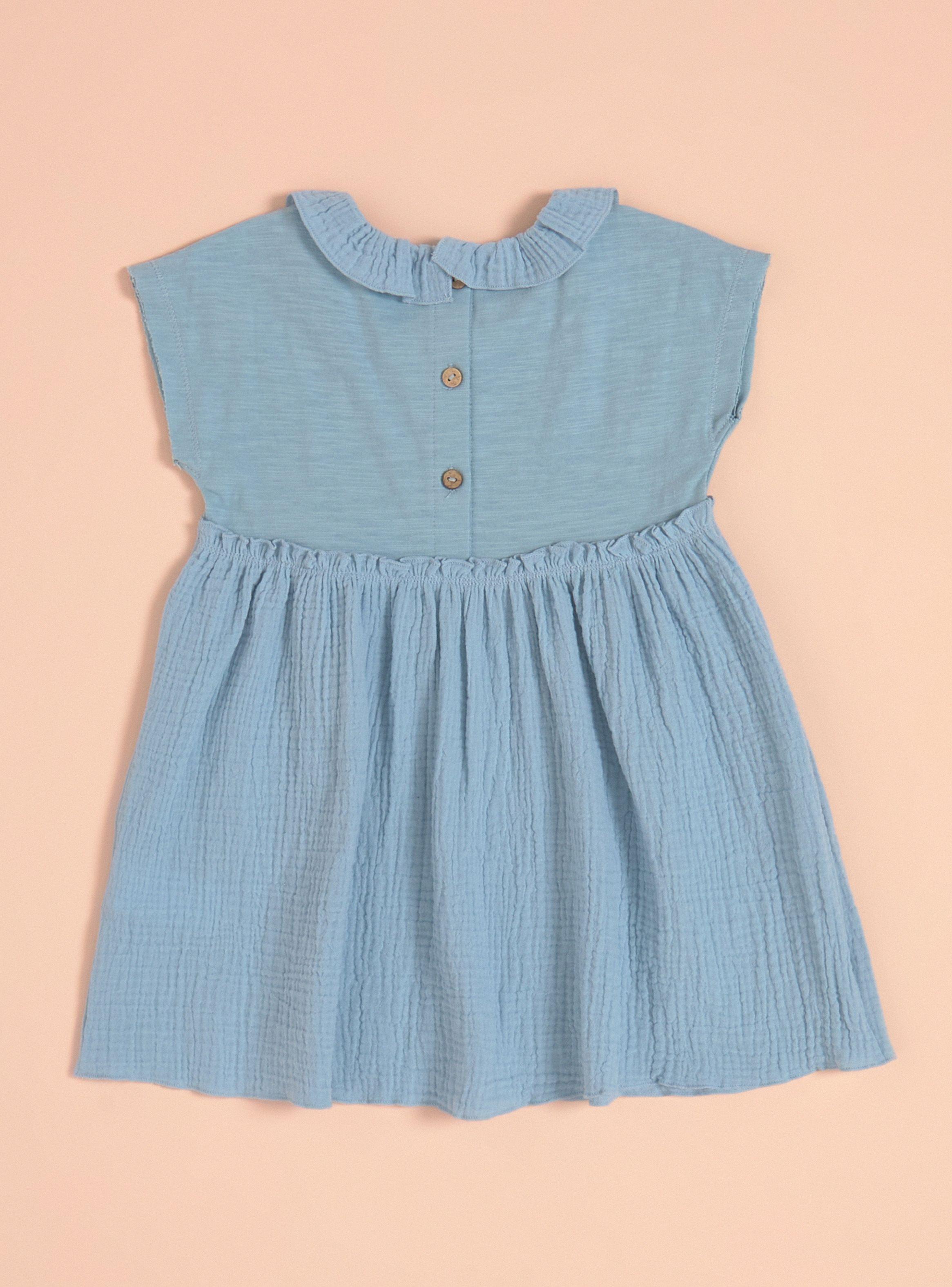 Vestido Bordado con Vuelos Denim-3