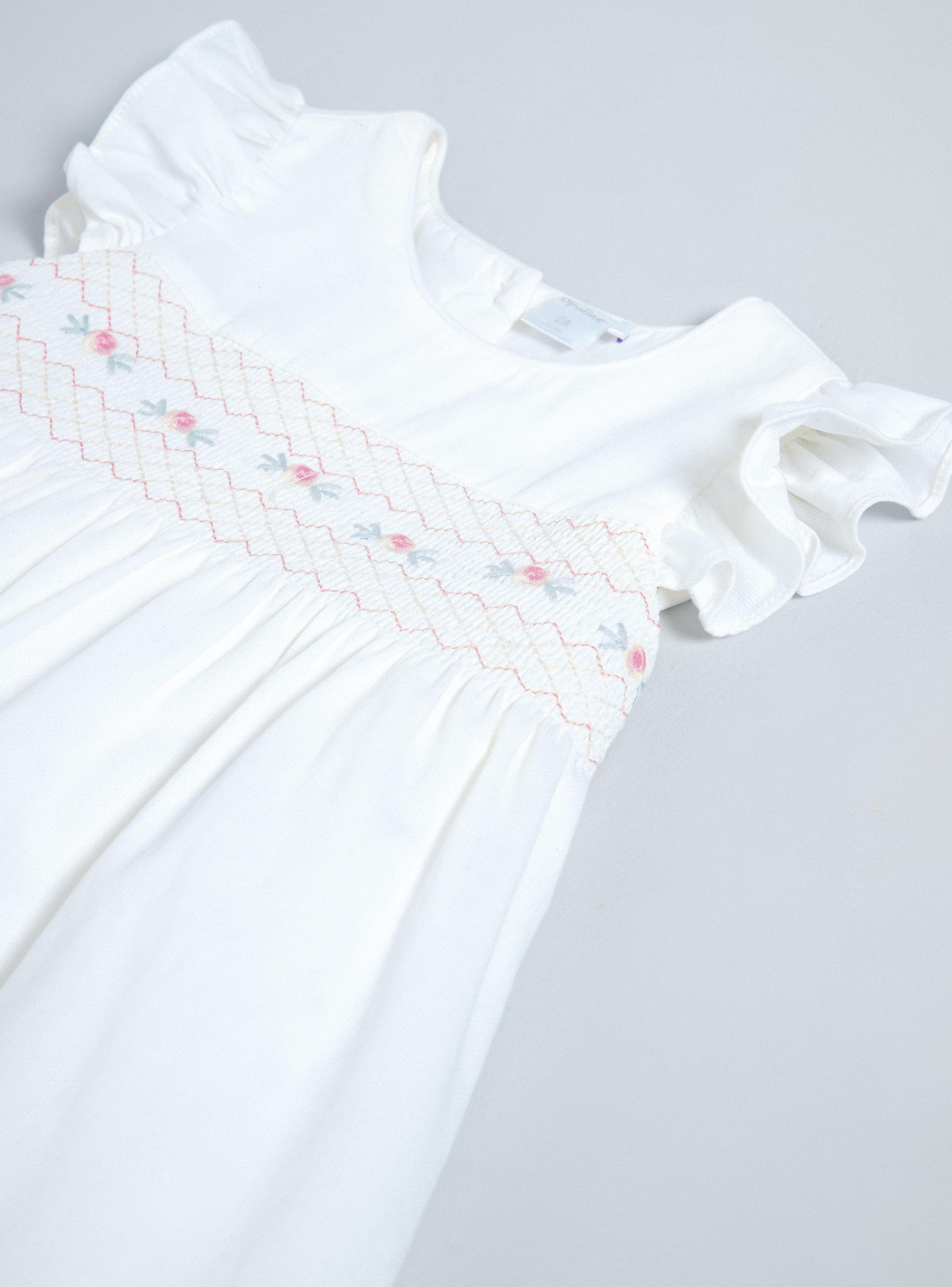 Vestido Clásico con Panal Bordado-2