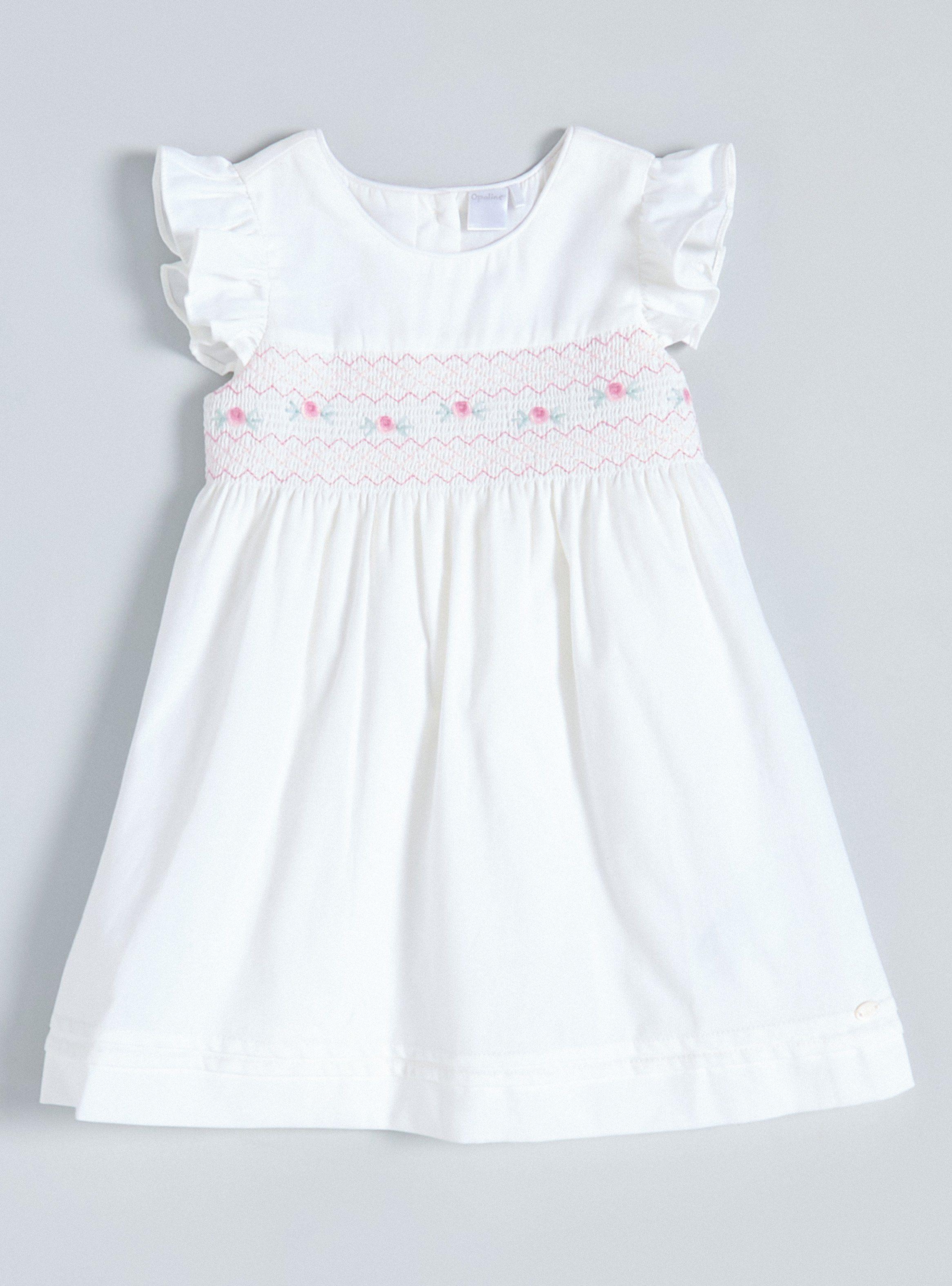 Vestido Clásico con Panal Bordado-0