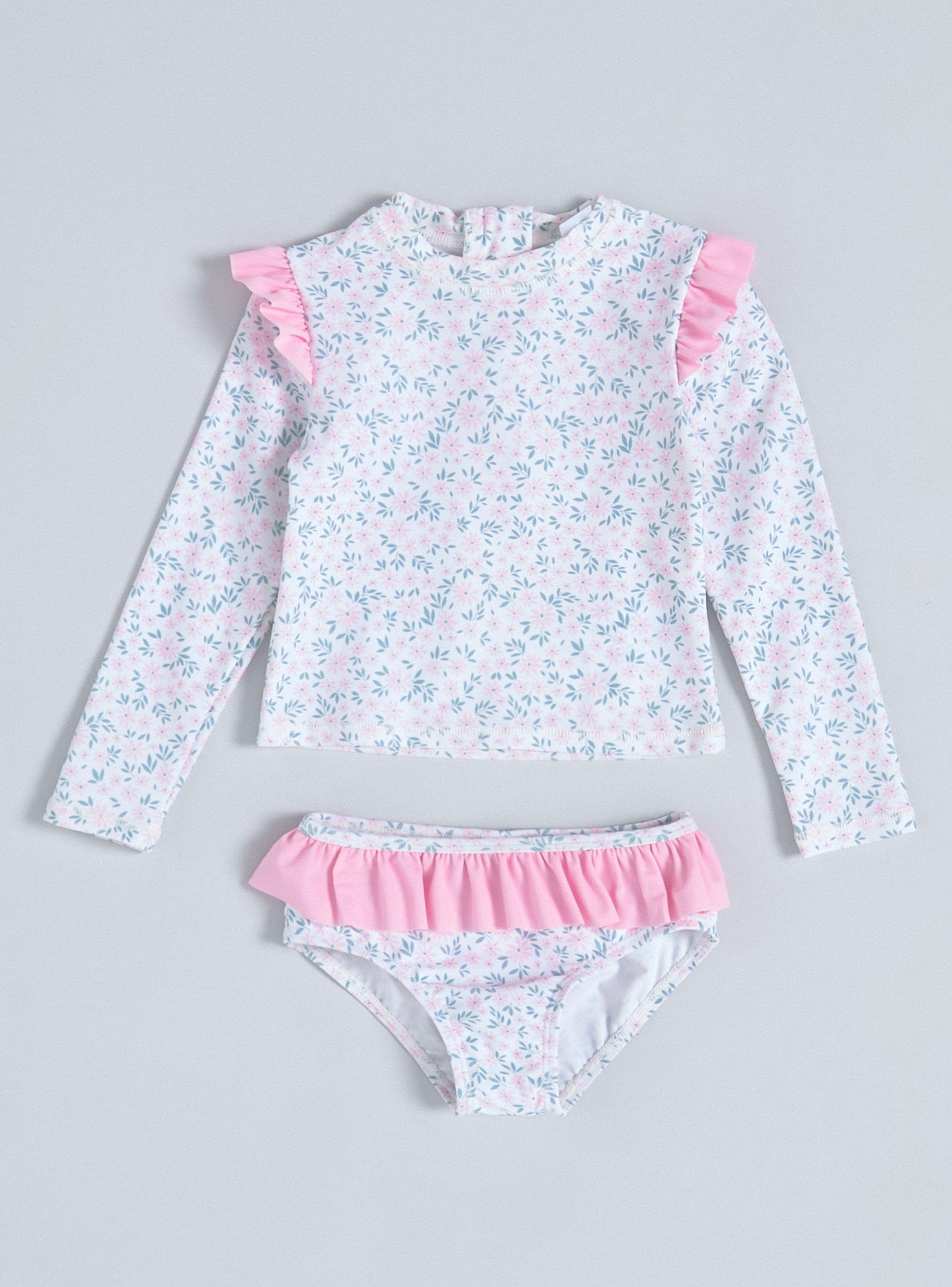 Traje de Baño Floreado con Vuelos-0