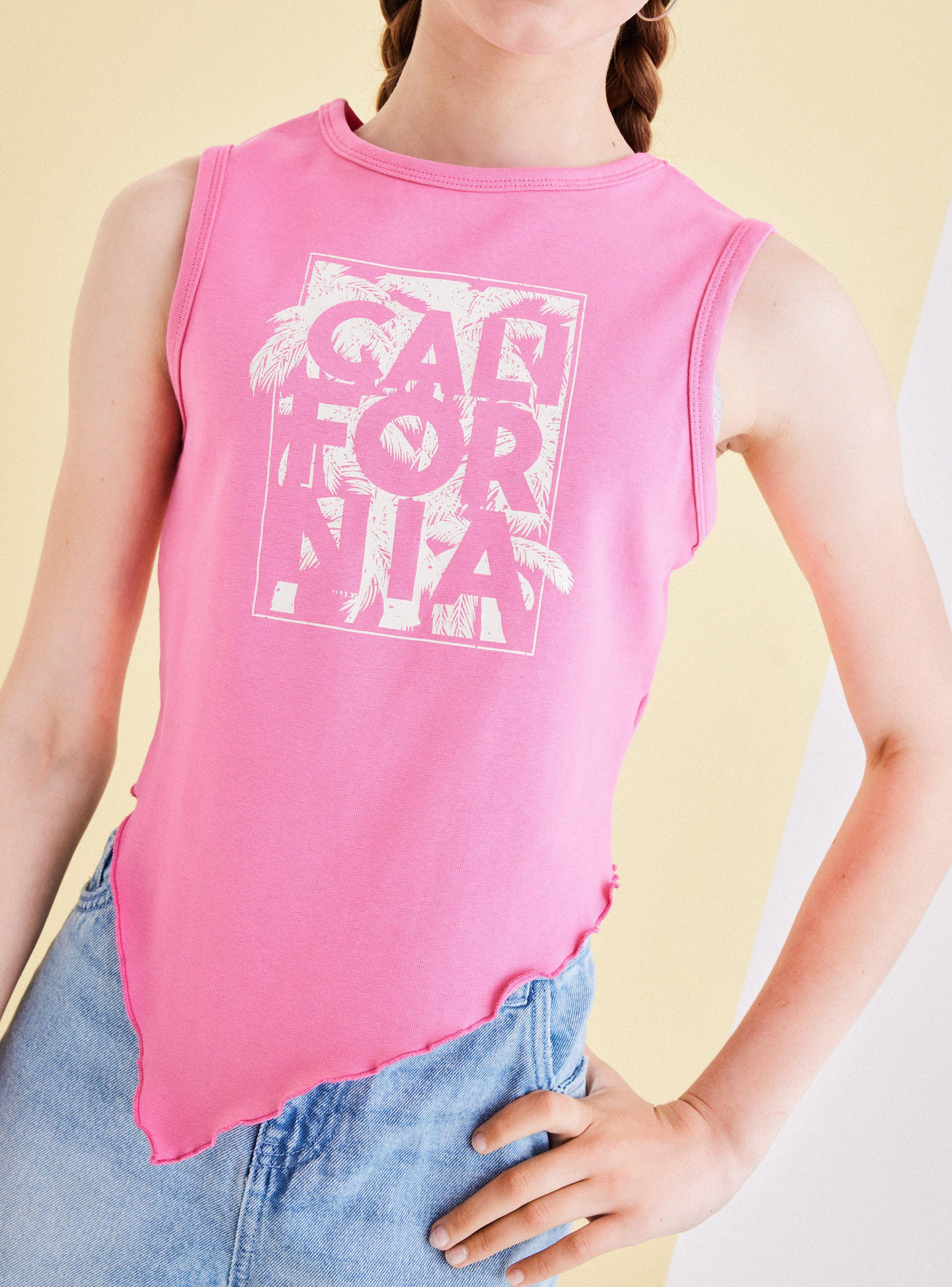 Polera Punta Asimétrica con Estampado Frontal-1