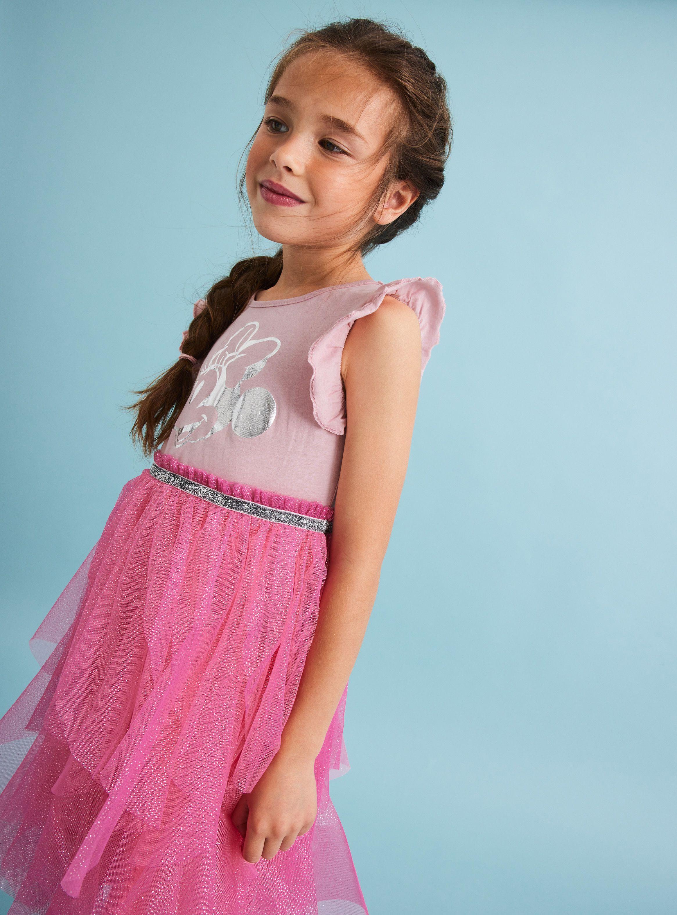 Vestido con Tulle Manga Corta Minnie Mouse y Angel Disney-1