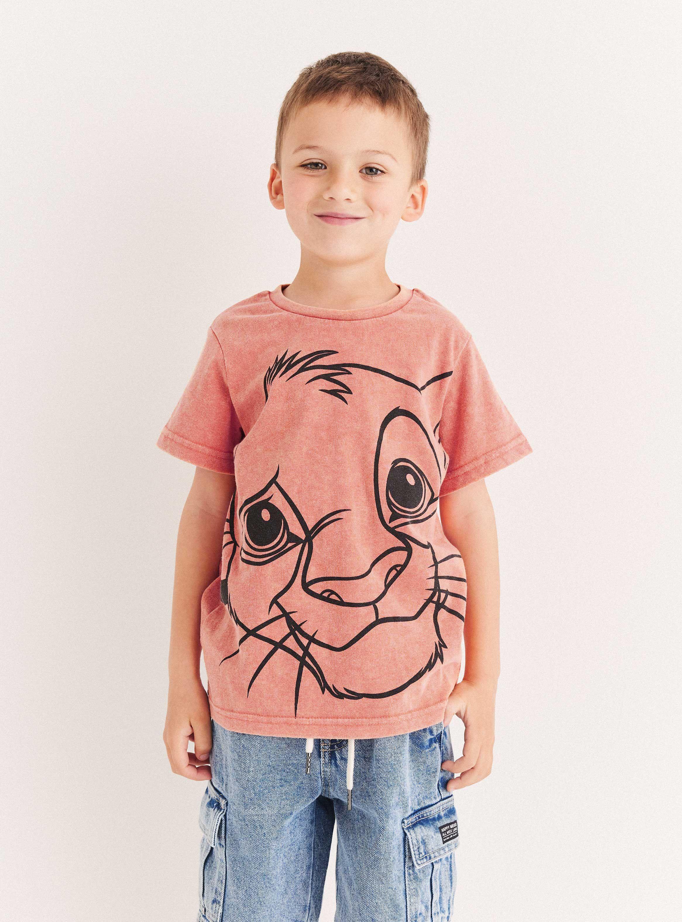 Polera Estampado Rey Leon Acid Wash-0