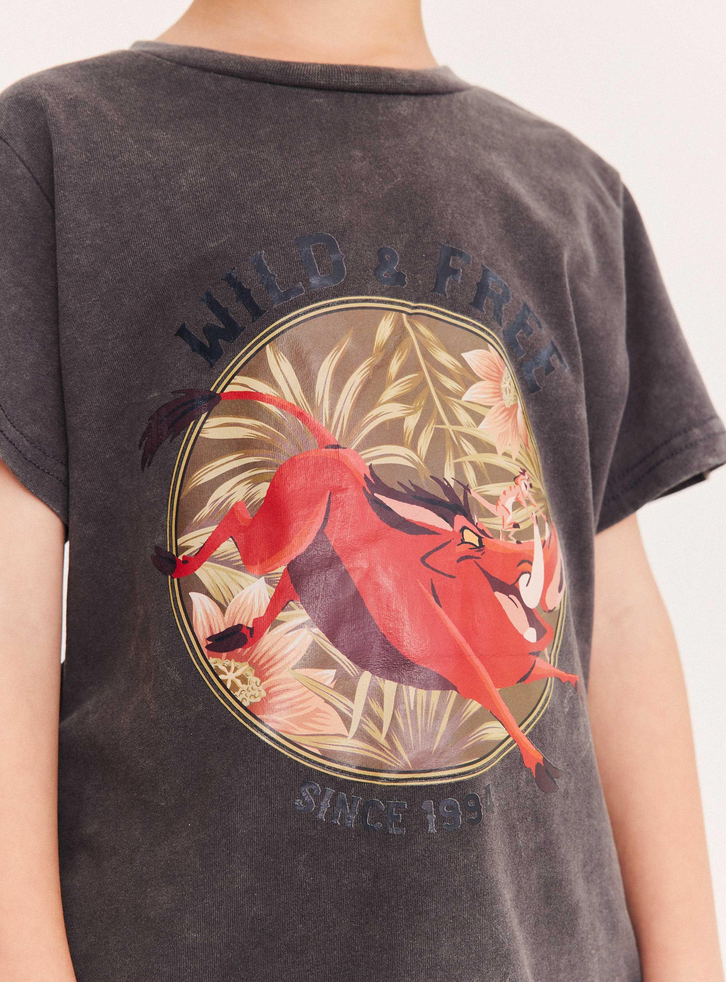 Polera Estampado Rey Leon Acid Wash-1