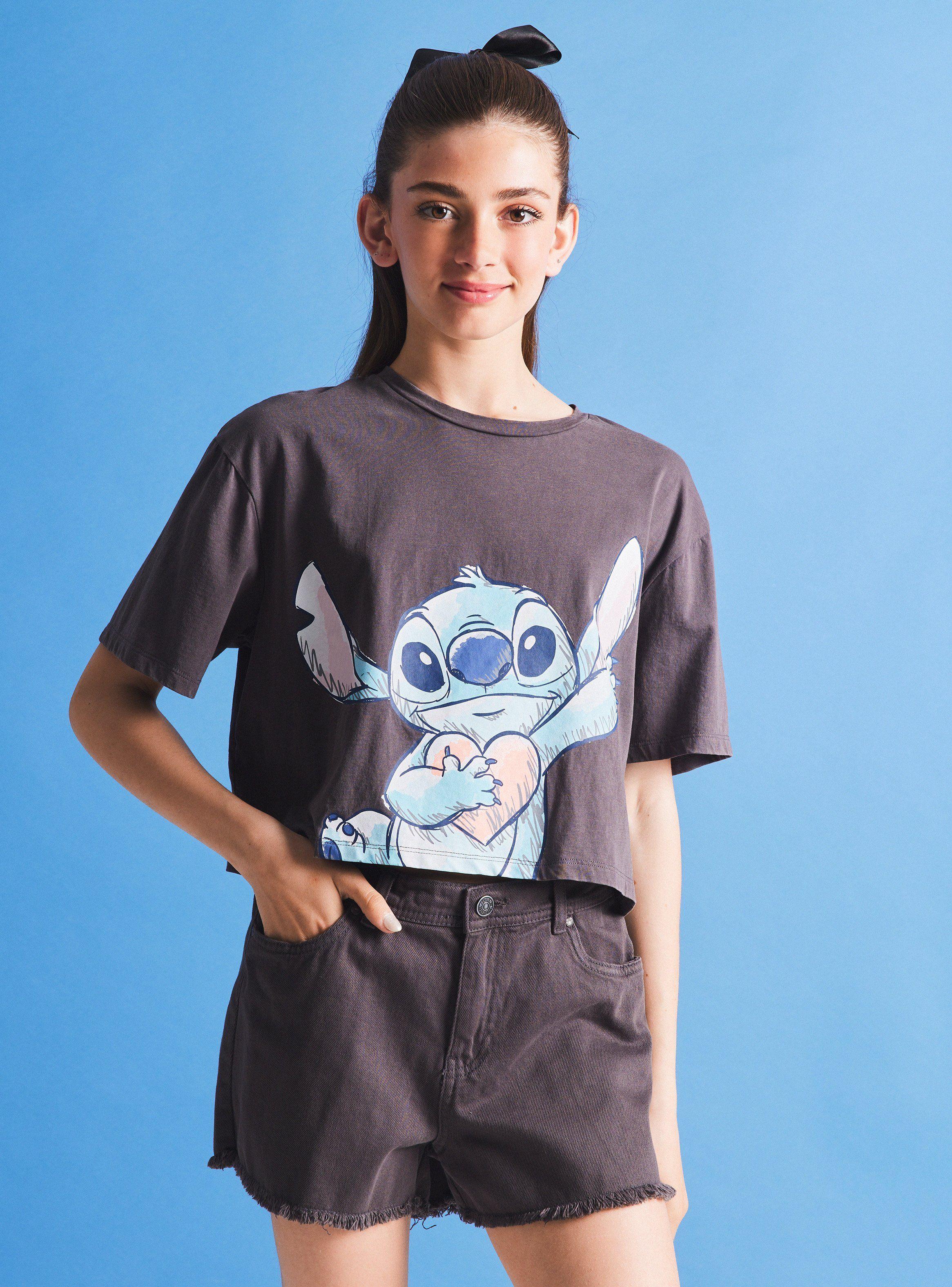 Polera Manga Corta Estampada Stitch & Angel Disney-0